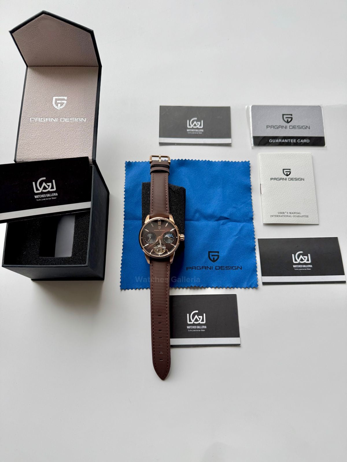 Pagani Design PDys021 Moonphase Flywheel Automatic Latest Watch (Brown/Rose Gold) PD-YS021 Pagani Design in Pakistan