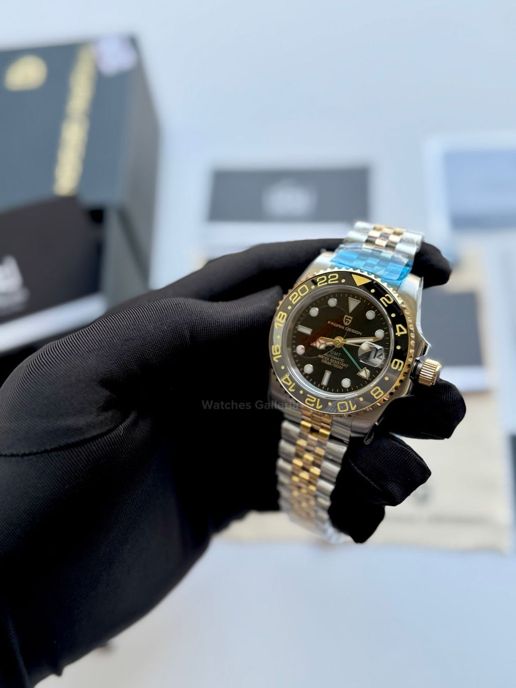 Pagani Design PD1662 GMT Master V6 Two Tone in Pakistan – Automatic GMT Luxury Men’s Watch with Sapphire Crystal & Rotating Bezel