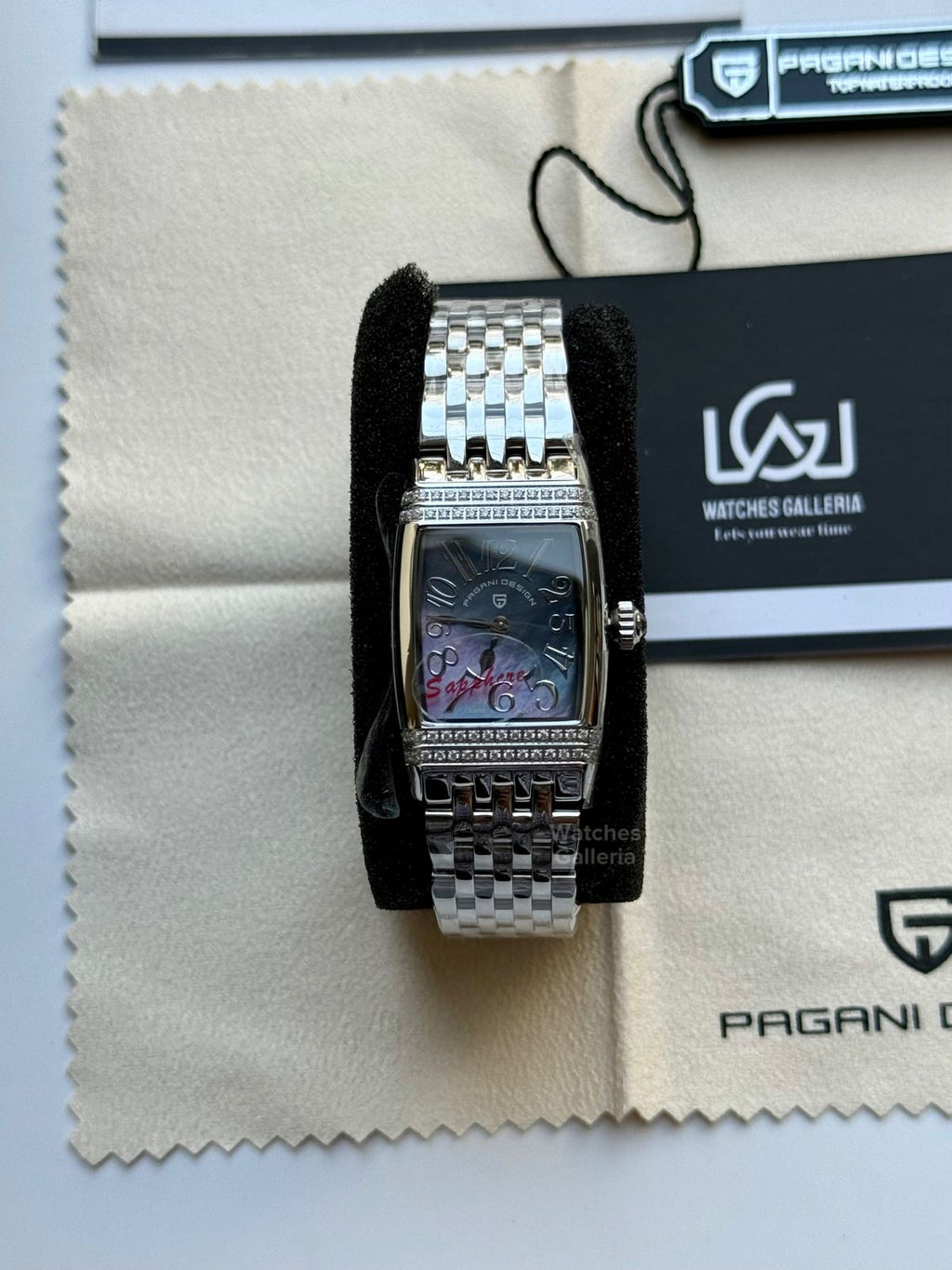 Pagani Design PD1737 Square Ladies Watch Silver Blue 22mm - Swiss Ronda 762 Quartz | Sapphire Glass | Elegant Stone Dial