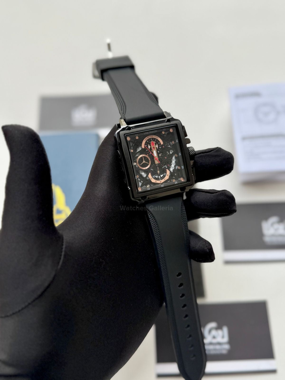 Lige Watch LG8935 Square Chronograph (Black) Lige Watch Pakistan