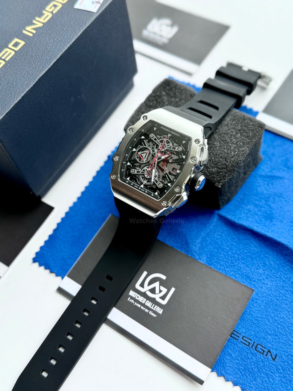 Pagani Design PDys011 Tonneau Chronograph Quartz Watch (Black/Black) - Sapphire Crystal | Japan Epson YM92 | 100% Original in Pakistan