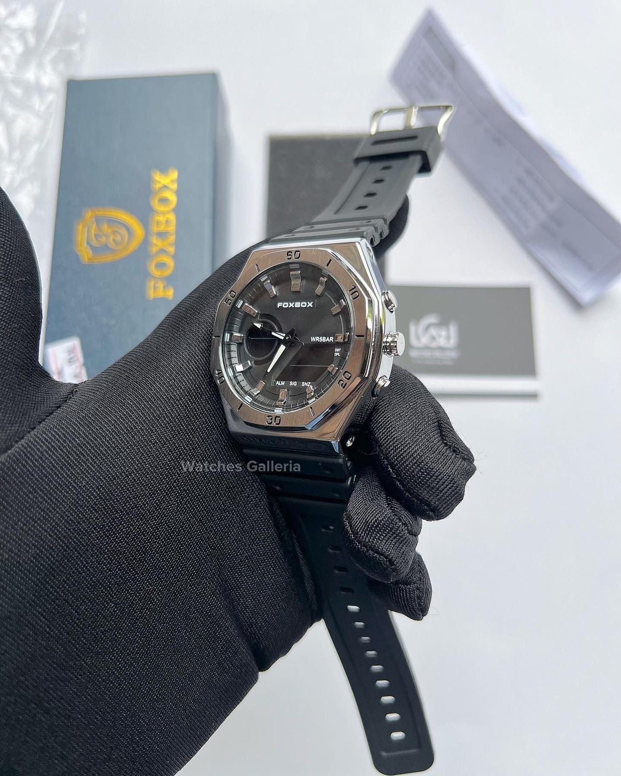 Foxbox Oak Dual Watch (Silver Black) FB0030