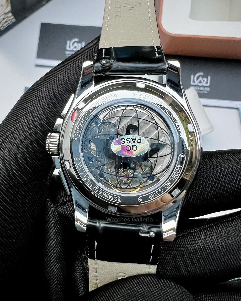 Oupinke Calendar Moonphase Automatic Watch (Silver Black) Oupinke3189 Watches Galleria