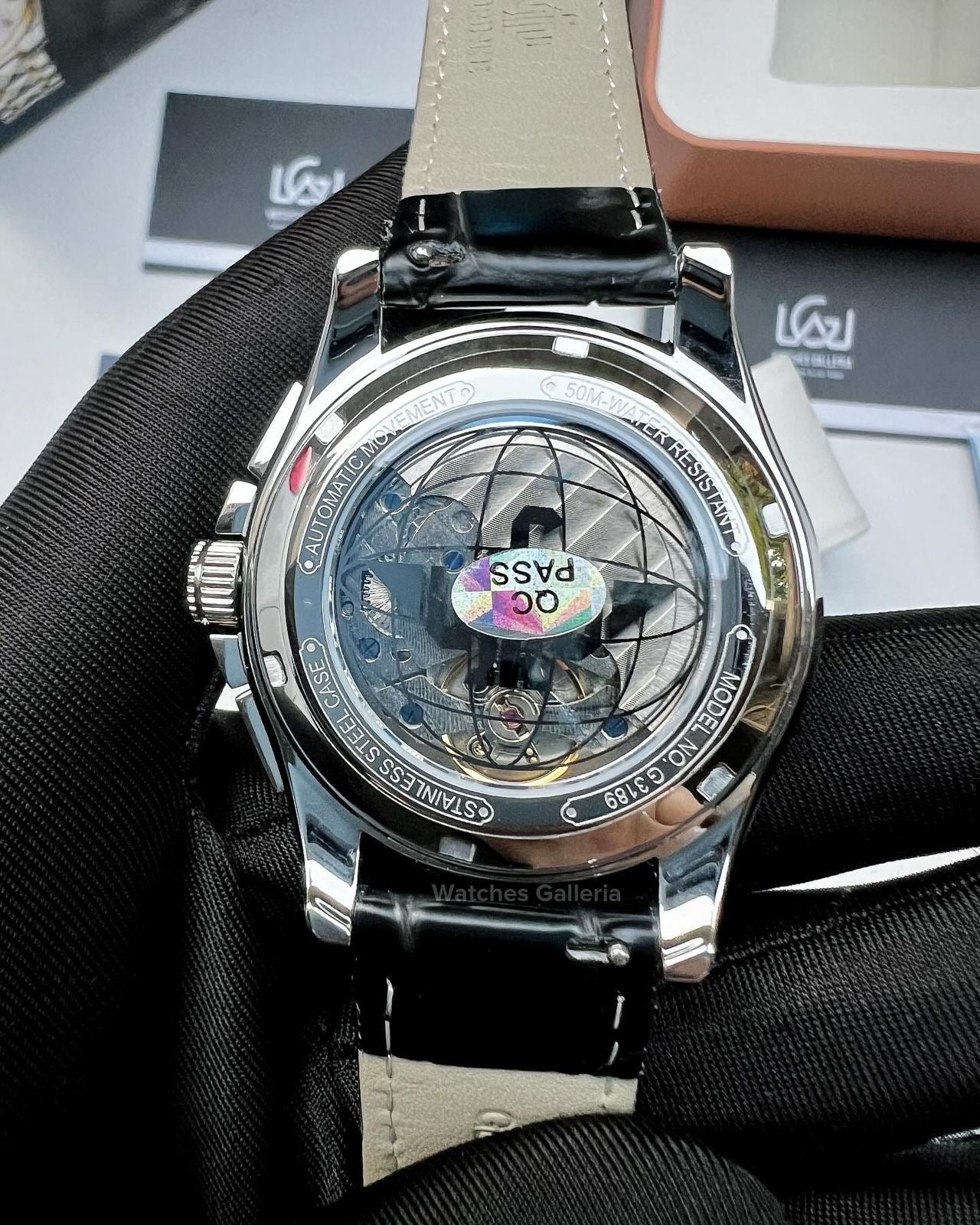 Oupinke Calendar Moonphase Automatic Watch (Silver Black) Oupinke3189 Watches Galleria