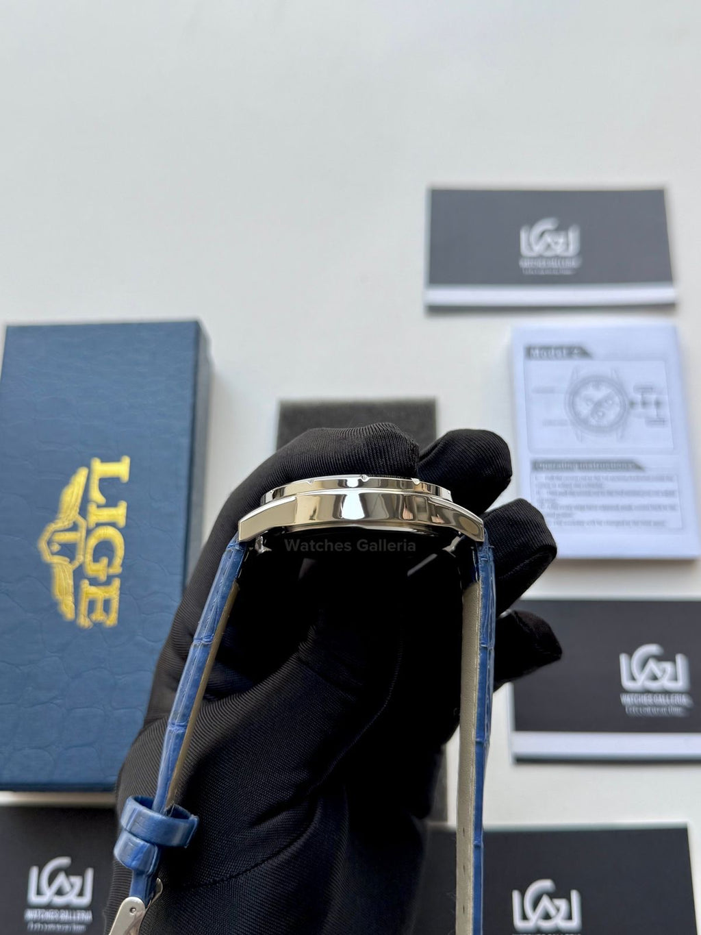 Lige Watch LG89107 Moonphase Chronograph (Blue/Silver) Lige Watch in Pakistan