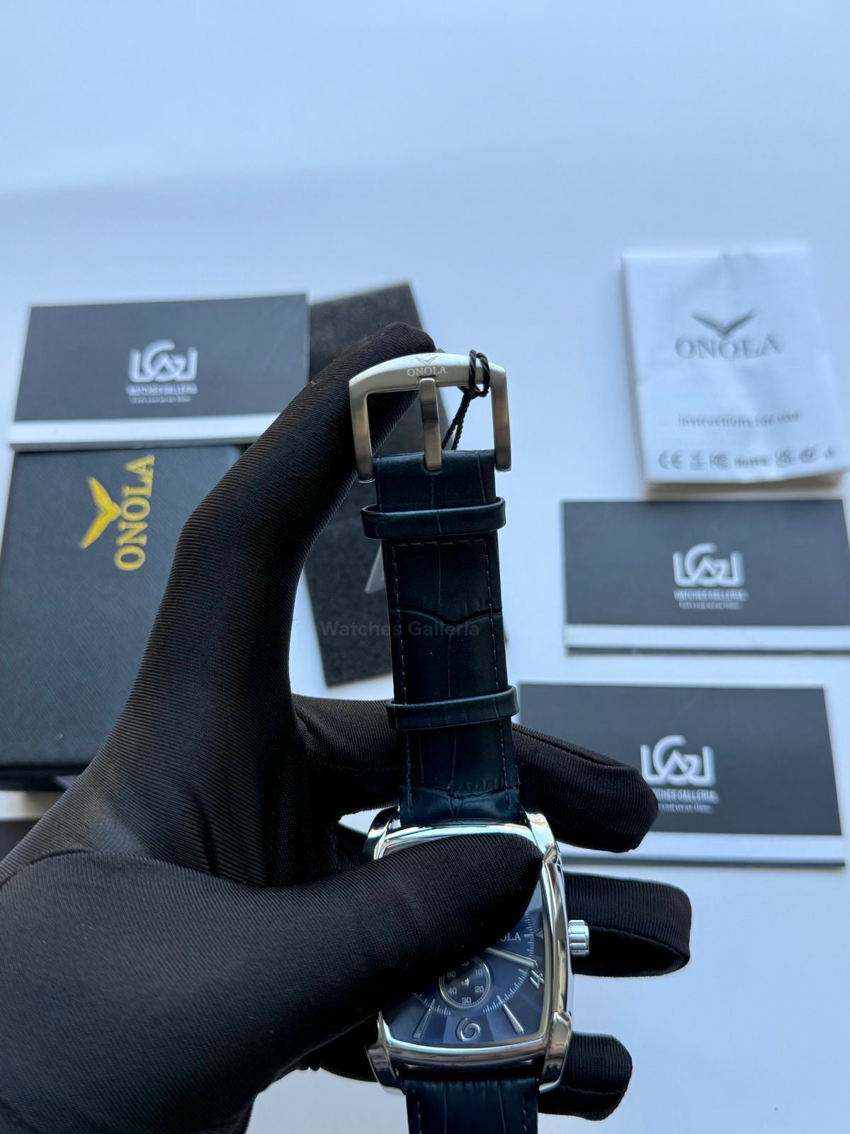 Onola 6848 Square Moonphase Open heart Automatic (Blue) Onola Watch in Pakistan