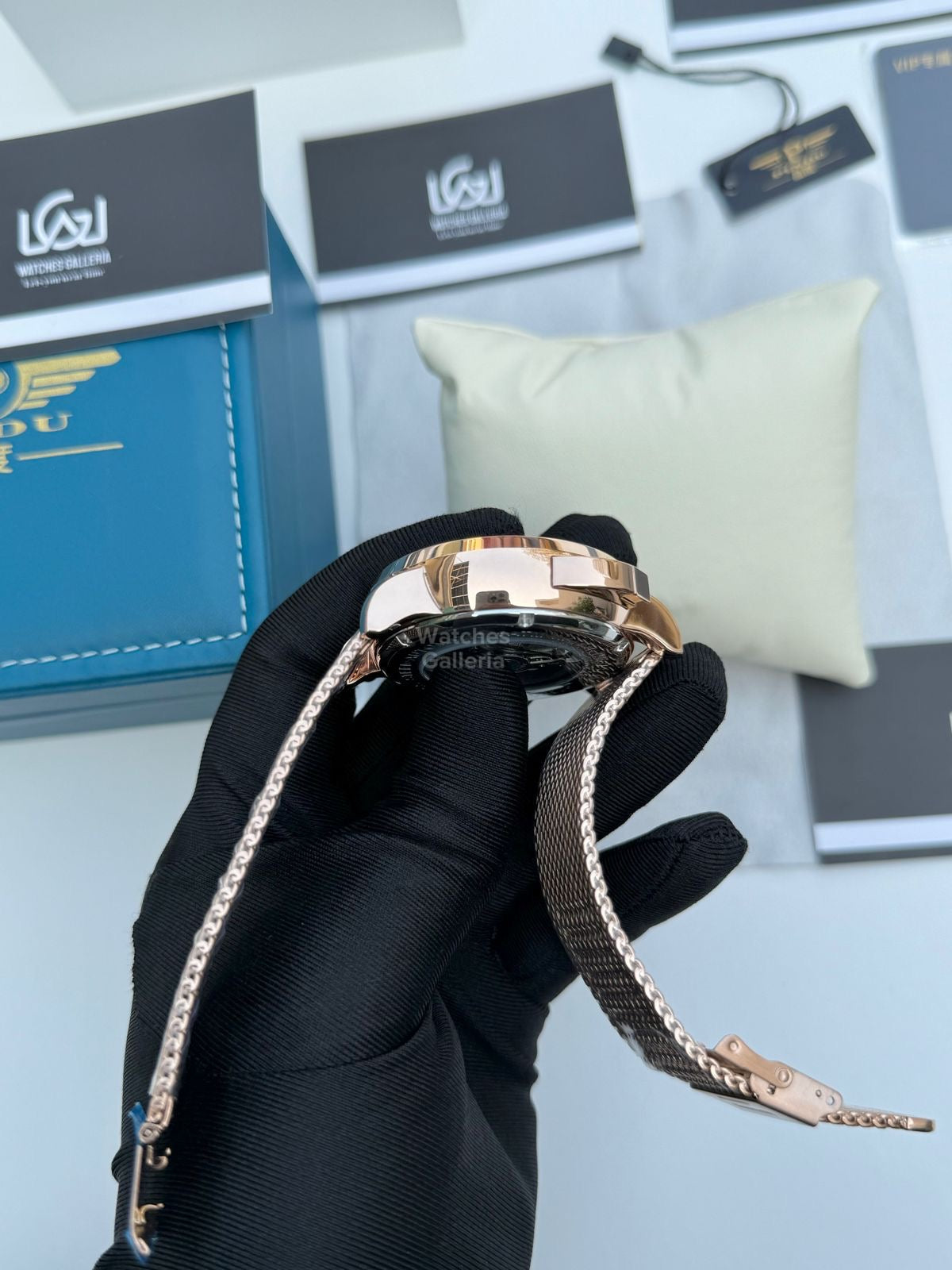 Pindu Design Casino Tourbillon Roulette Button Automatic (Gold Mesh Bracelet) P6628 Watches Galleria