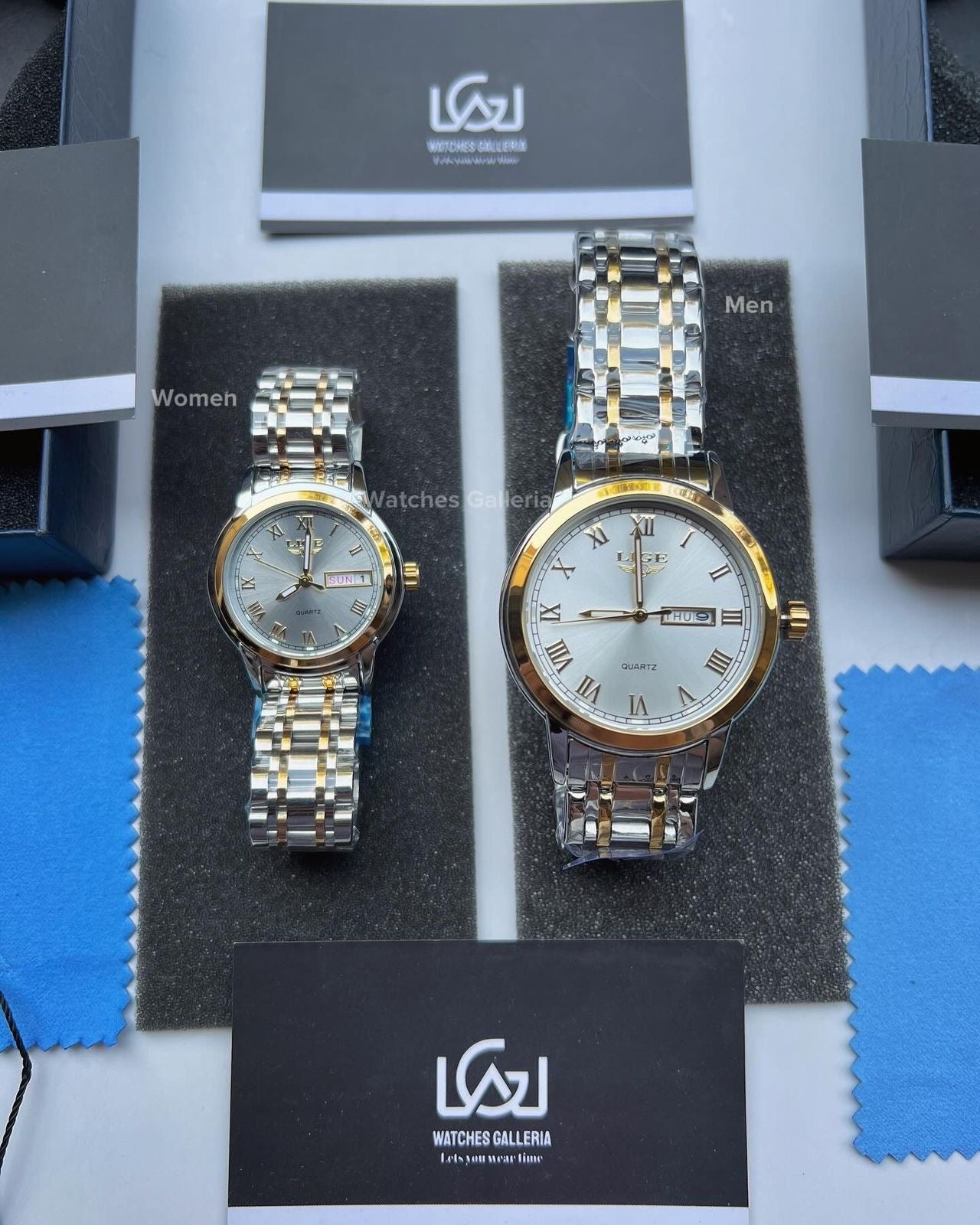 Lige Date Day Couple Watch (Silver/Gold) lige9846 lige 10007L