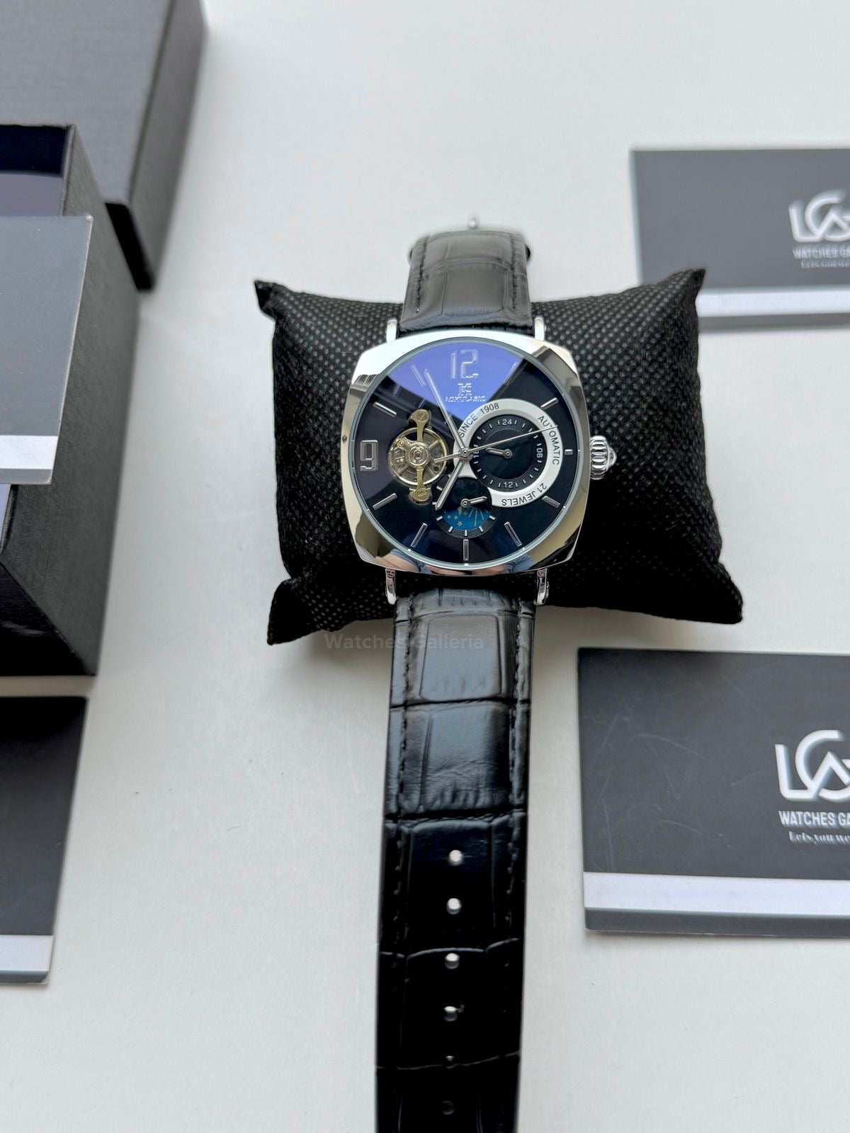 Aokulasic Watch AOKU0001 Moonphase Flywheel (Black Silver) Aokulasic Watch in Pakistan