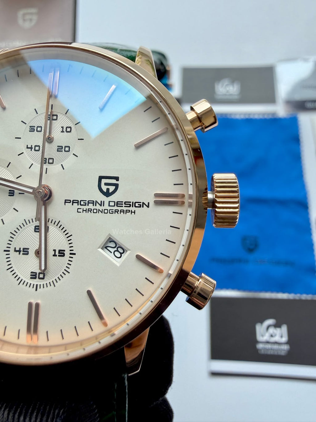 Pagani Design PD2720K | Green Rose Gold White | Flight Chronograph Limited Edition Blue Rose Gold White Quartz Watch