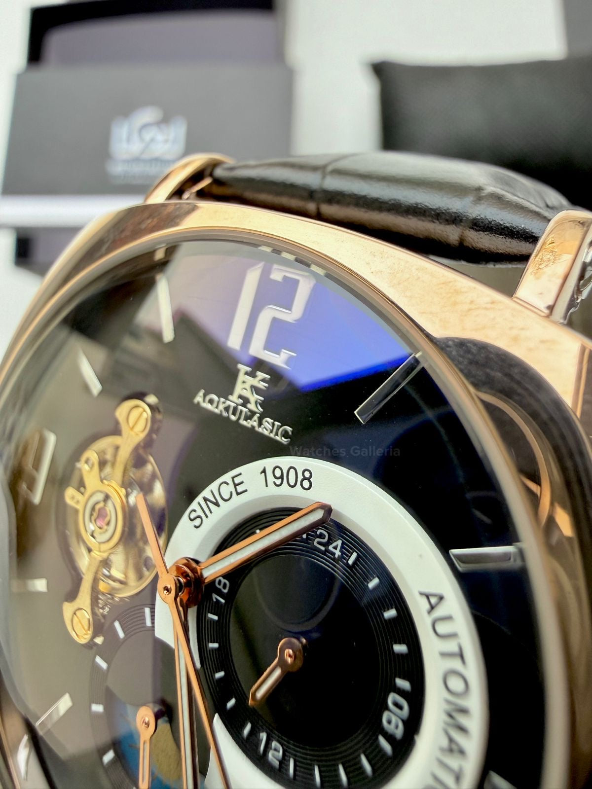 Aokulasic AOKU001 Moonphase Flywheel (Black/Rose Gold) Aokulasic Watch in Pakistan