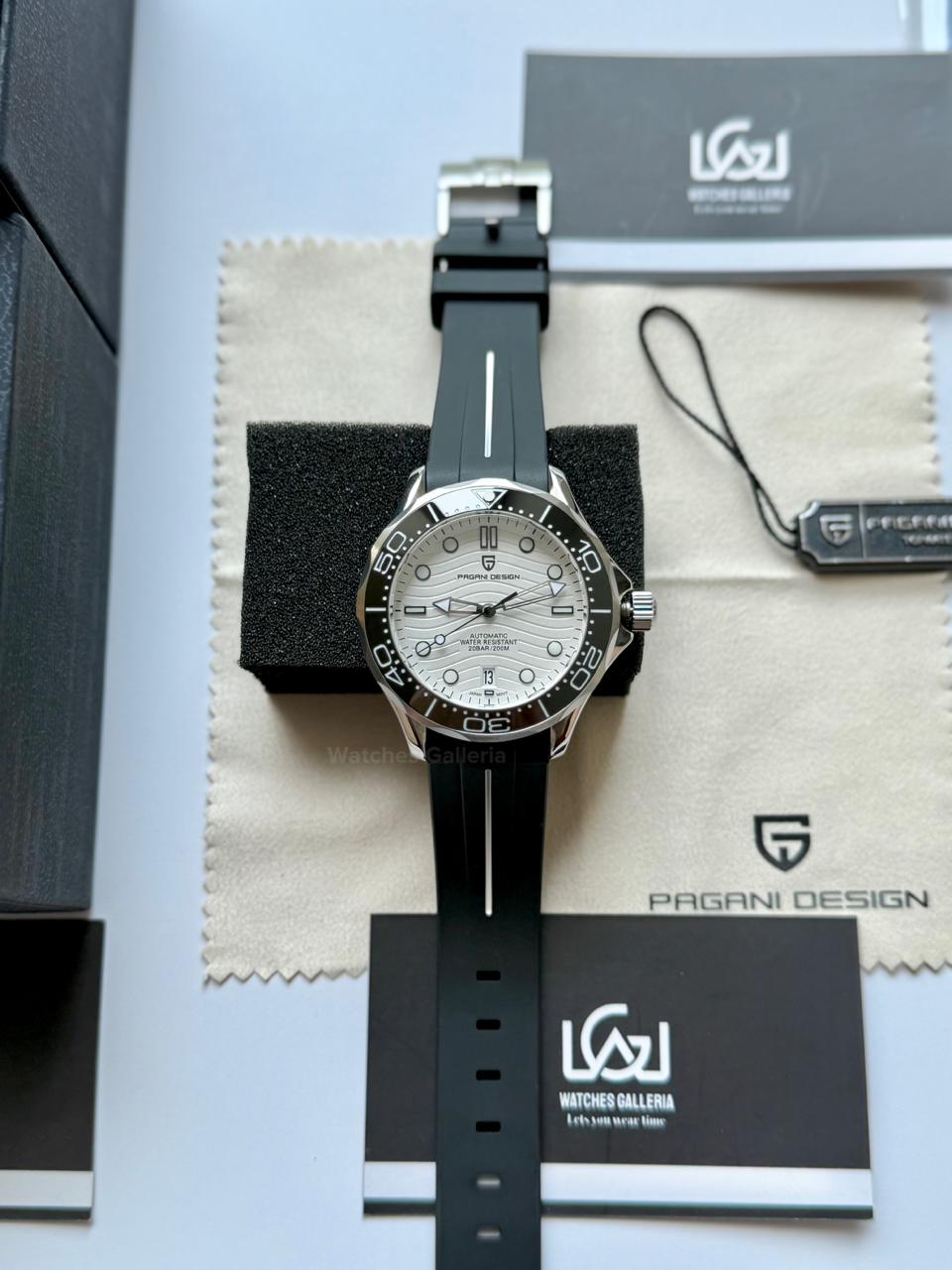 Pagani Design PD1685 Silicon Seamaster Diver White Automatic Watch – 200M Sapphire Crystal NH35A/Miyota Luxury Dive Watch in Pakistan | Watches Galleria