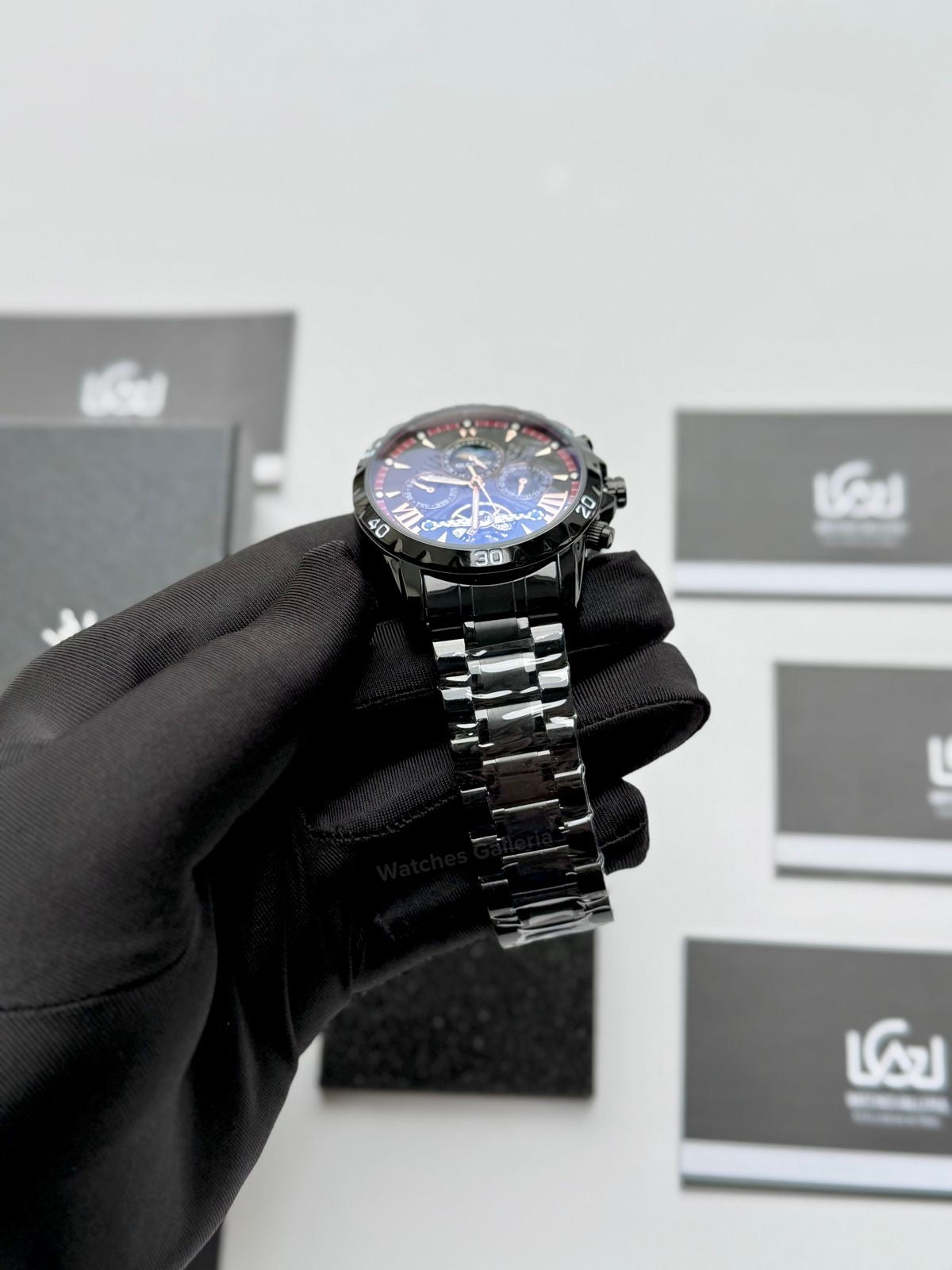 Glenaw GL8919B Moonphase Flywheel Automatic Watch – Black Blue Dial | Luxury Automatic Wristwatch for Men | Glenaw Watches Pakistan