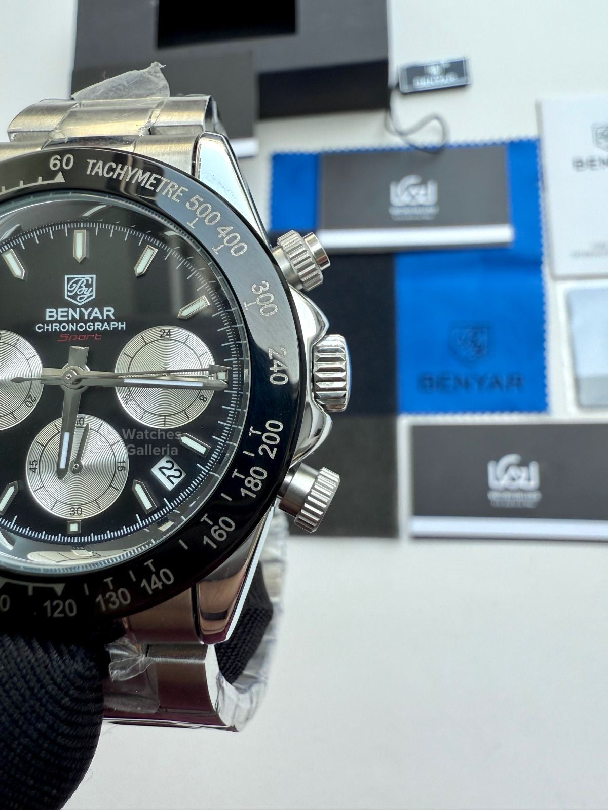 Benyar Daytona Chronograp Quartz (Black Silver) BY5169 Watches Galleria