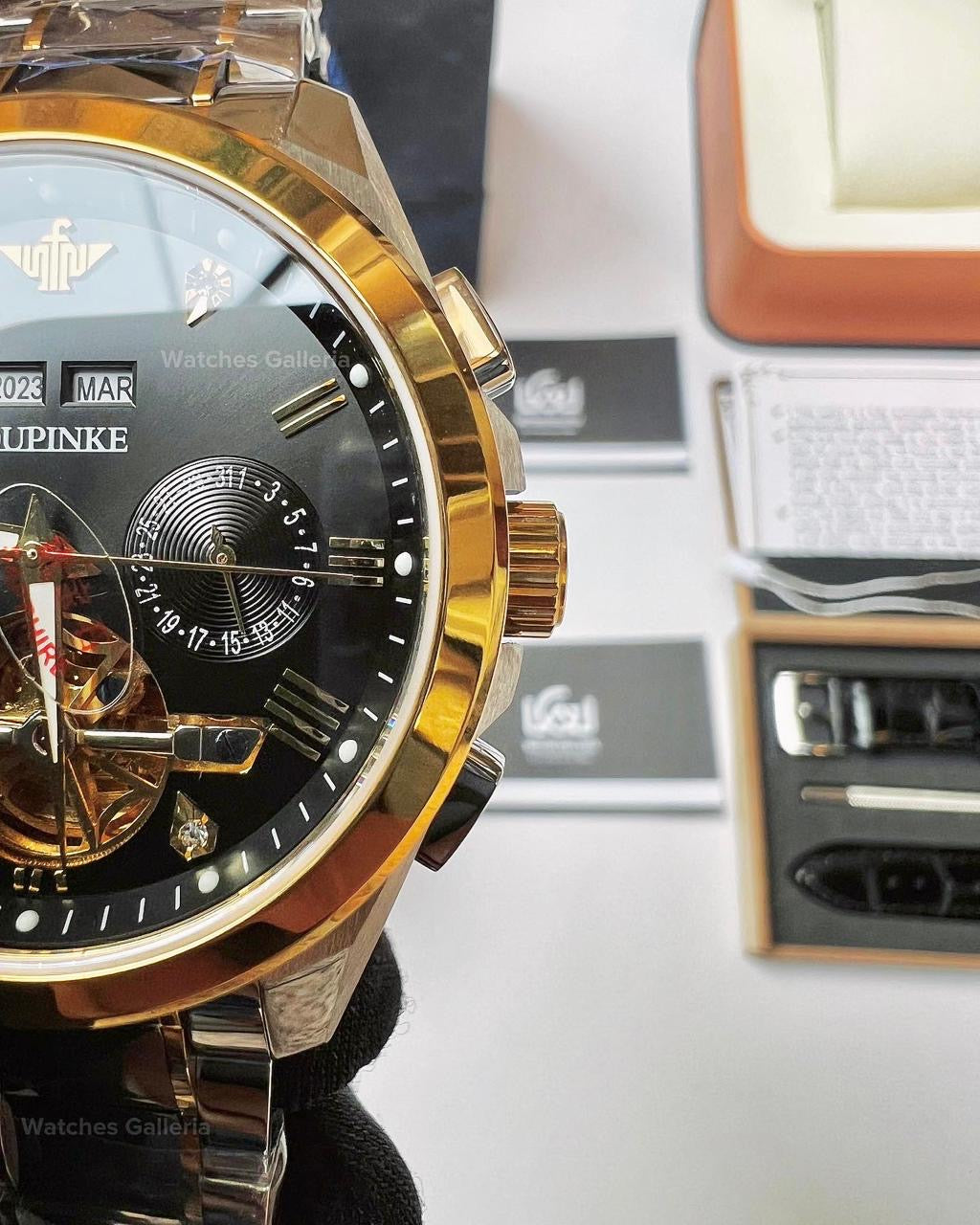 Oupinke Tourbillon Mechanical Watch Automatic (Gold Black) 3186
