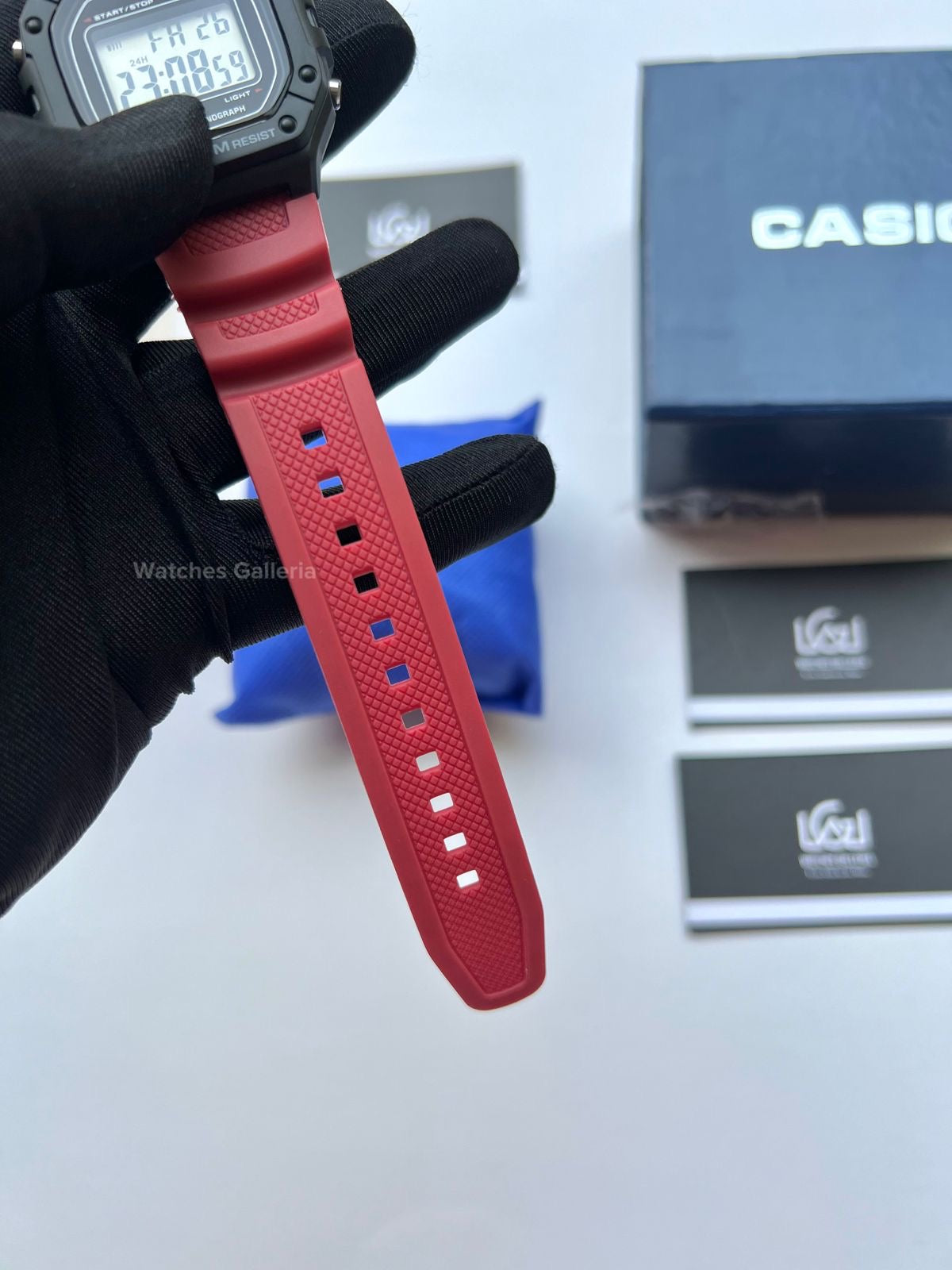 Casio Sports Digital Watch Red Exclusive (White Display) W218H Watches Galleria