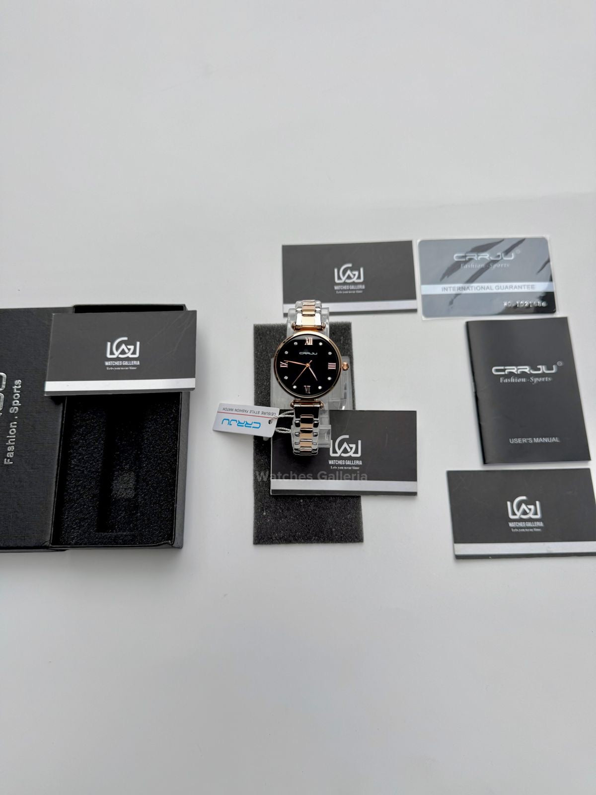 Crrju 2178 Ladies Watch Quartz (Rose Gold/Black) CRRJU Watch Pakistan