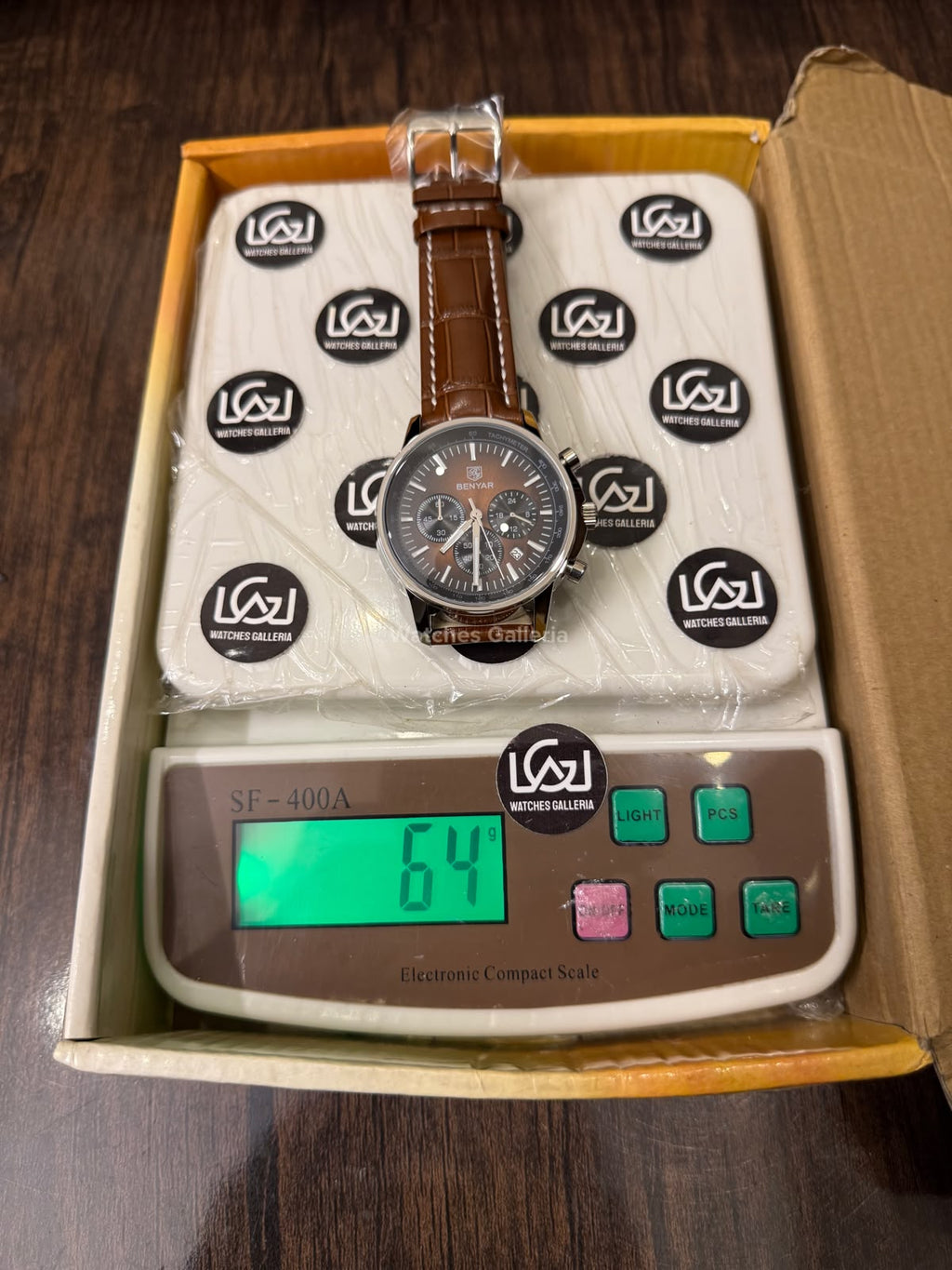 Benyar BY5213 Brown Men’s Luxury Quartz Leather Strap Watch – Waterproof Stainless Steel Analog Wrist Watch with Luminous Hands | Original Benyar Pakistan | Watches Galleria