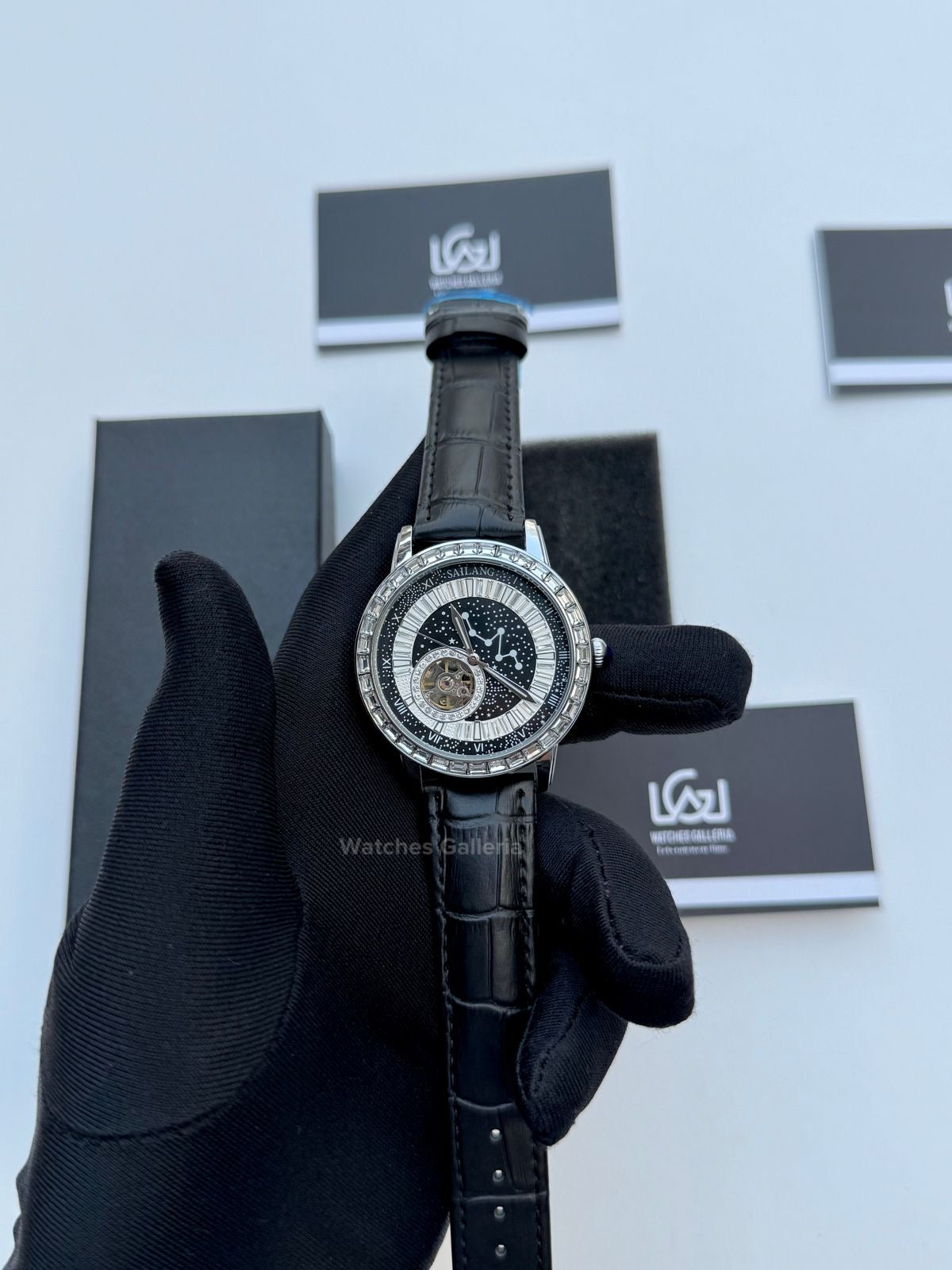 Sailang Open Heart Watch Automatic (Black) 6603B Watches Galleria