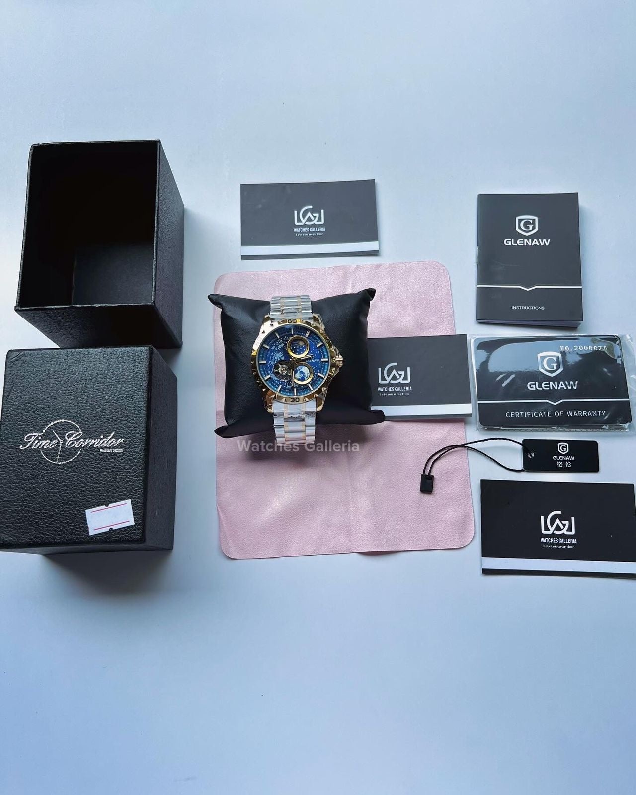Glenaw Automatic Open Heart & Earth Rotating (Silver/Gold) GL8950 Watches Galleria