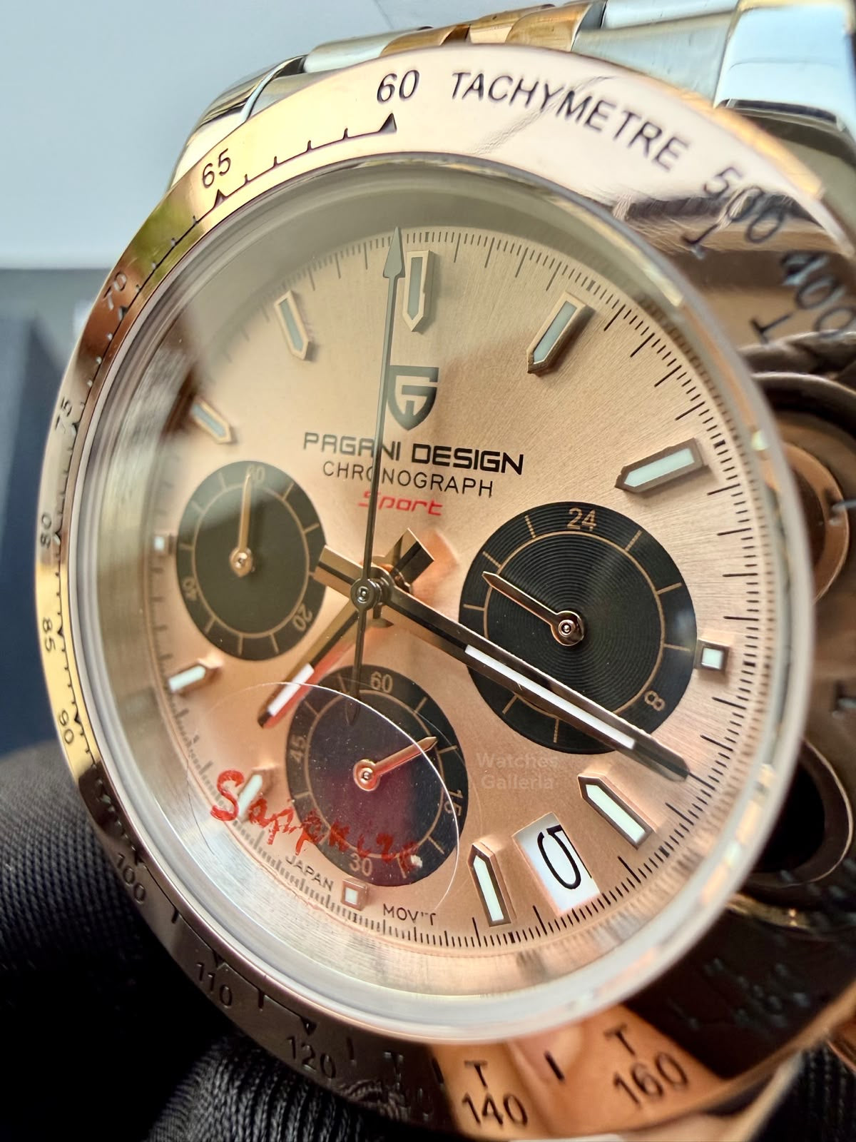 Pagani Design PD1644 Daytona Rose Gold Two Tone Jubilee Limited Edition Men’s Chronograph Watch – Seiko VK63 Japan Quartz | Sapphire Crystal | Ceramic Bezel | 100M Water Resistant
