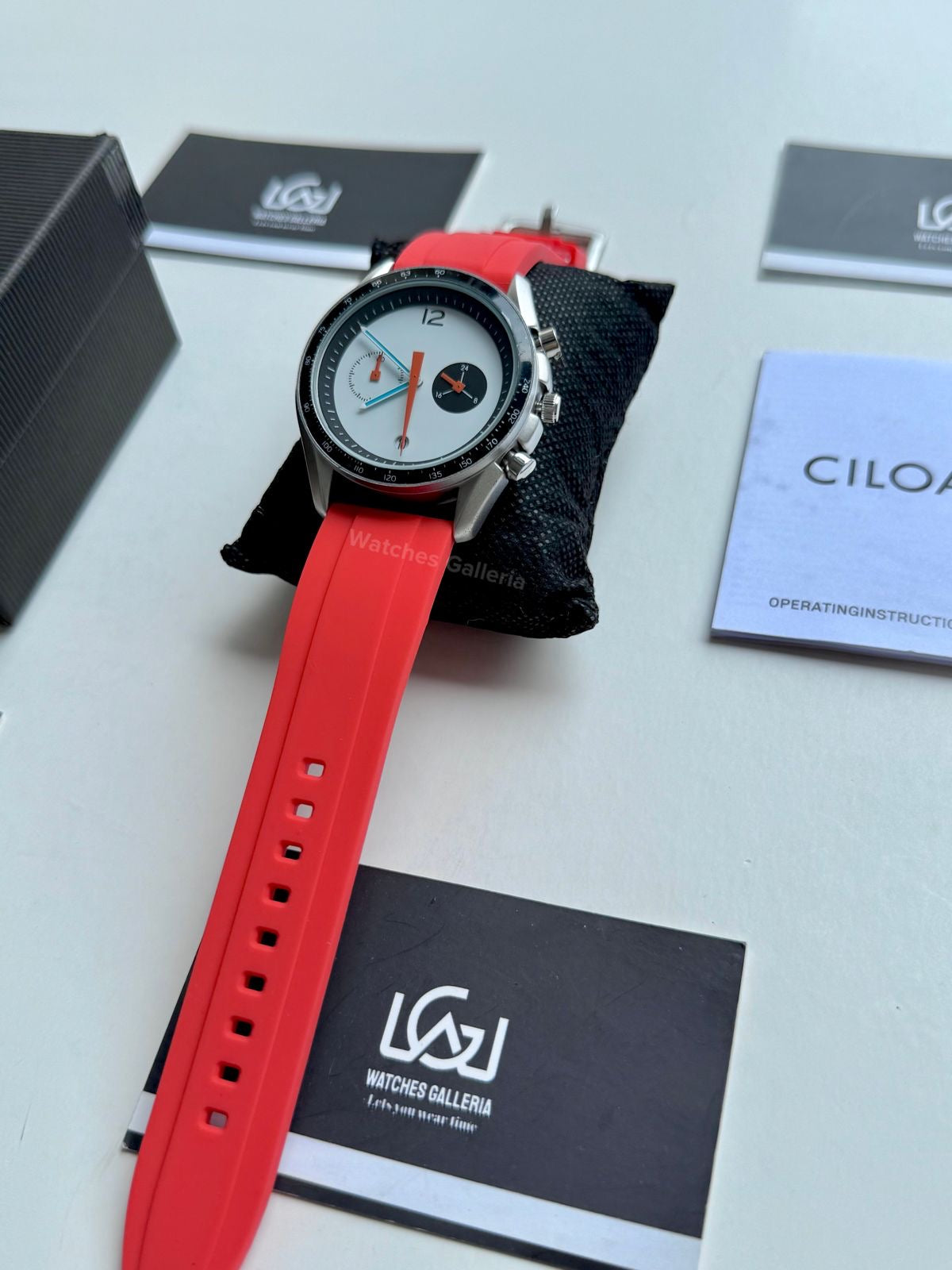 Ciloa Chronograph Leather Quartz (White) ciloa507 Watches Galleria