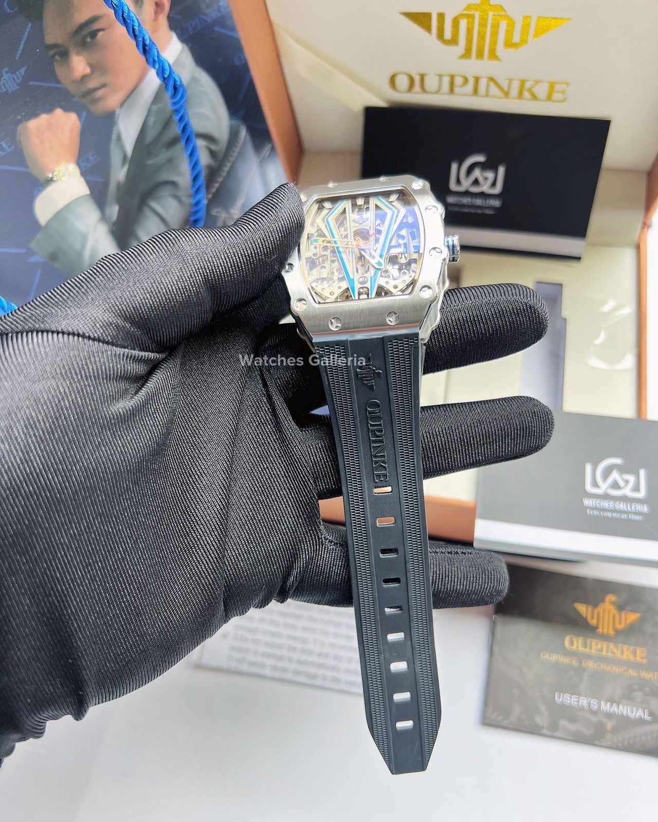 Oupinke Tonneau Skeleton Automatic (Silver/Blue) Oupinke3179
