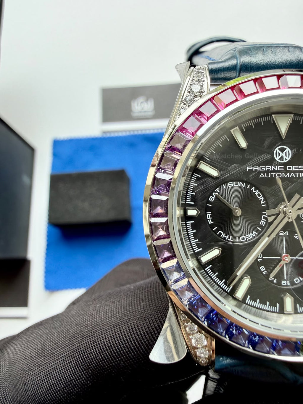 Pagani Design PG1666 Daytona Rainbow Limited Edition Black Automatic Chronograph Watch | 40mm Sapphire Crystal | HZ2196G Movement | 100M Water Resistant