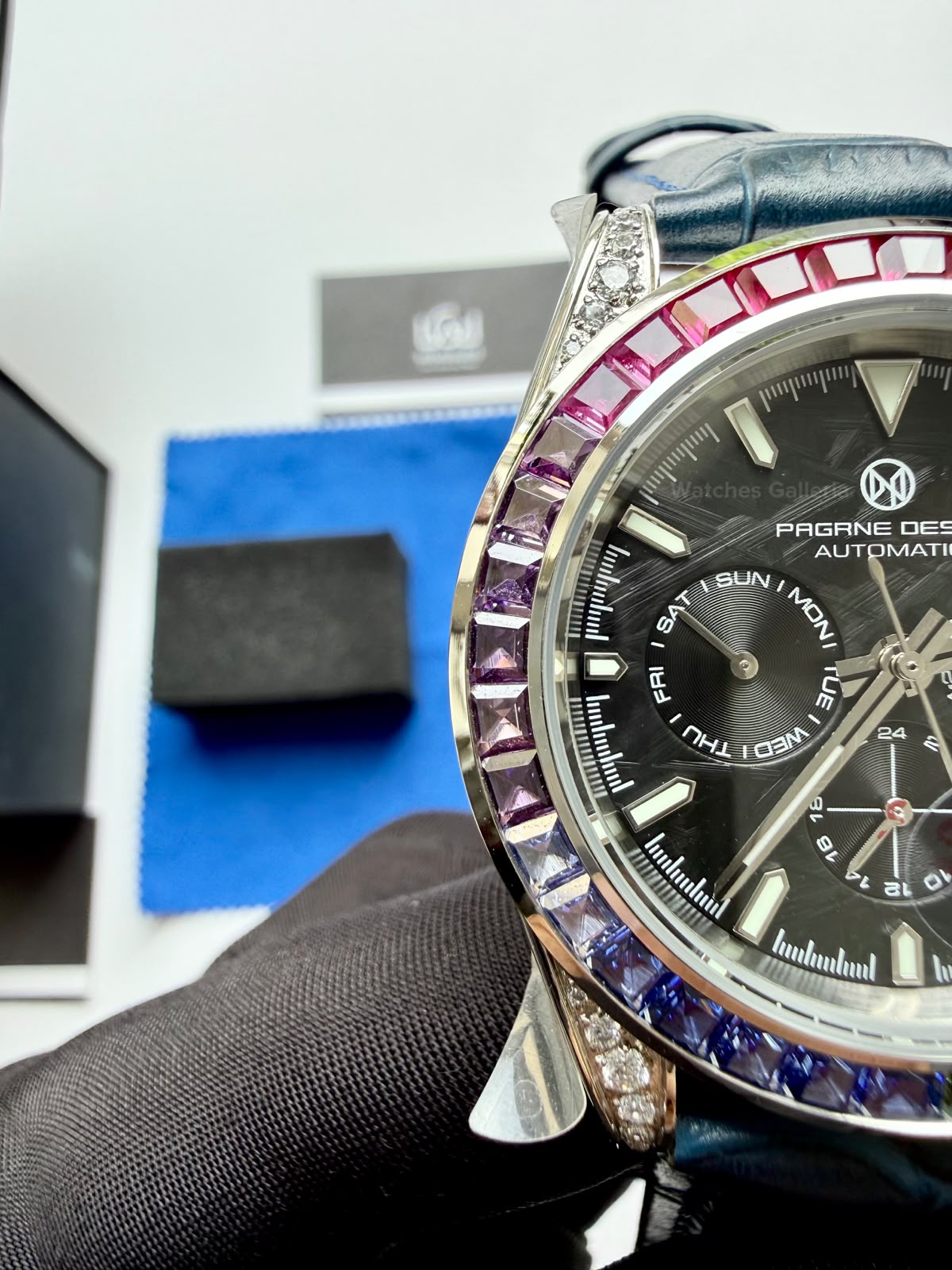 Pagani Design PG1666 Daytona Rainbow Limited Edition Black Automatic Chronograph Watch | 40mm Sapphire Crystal | HZ2196G Movement | 100M Water Resistant