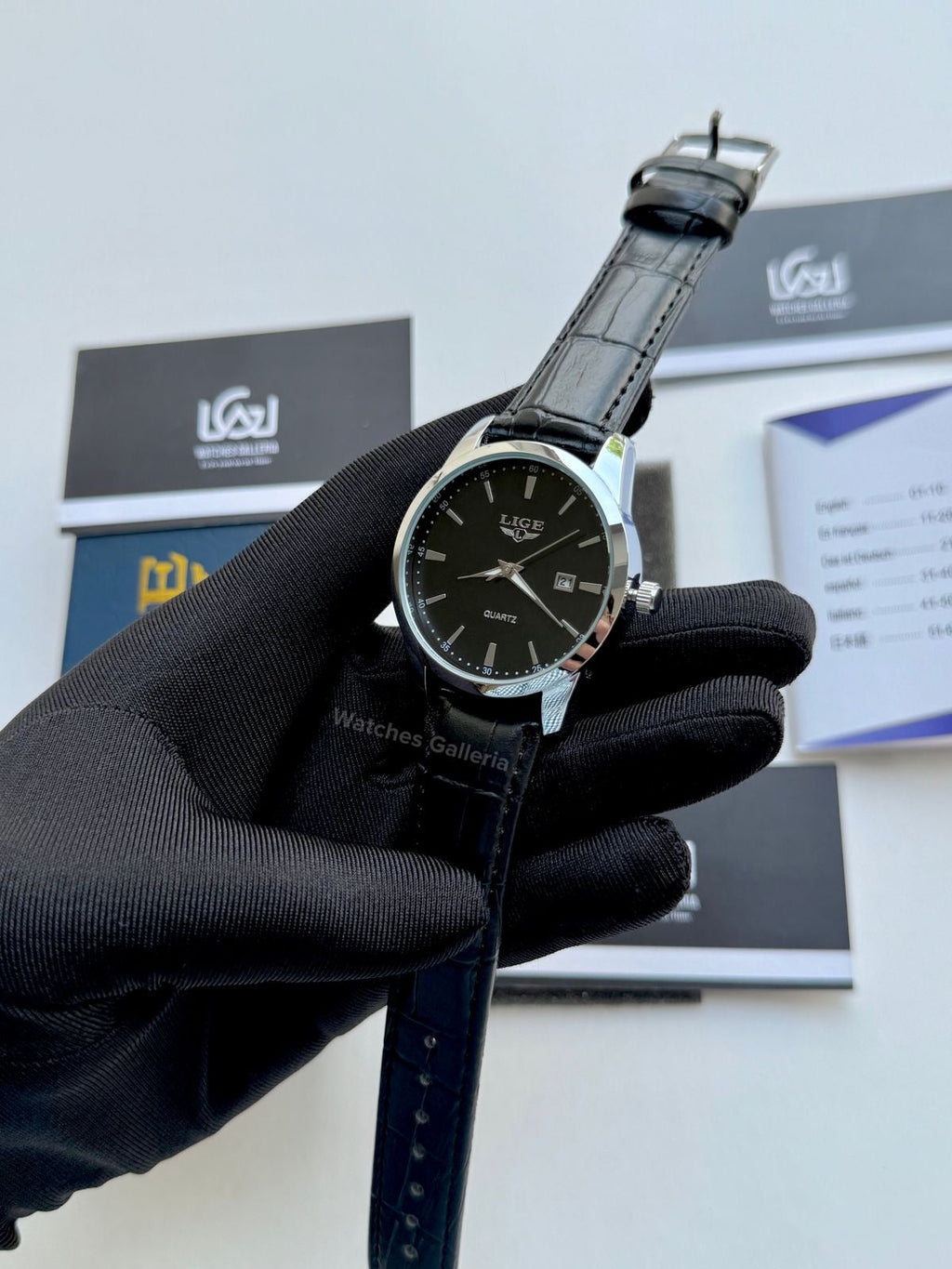 Lige Classic Dress Watch Quartz (Black) Lige89143 Watches Galleria