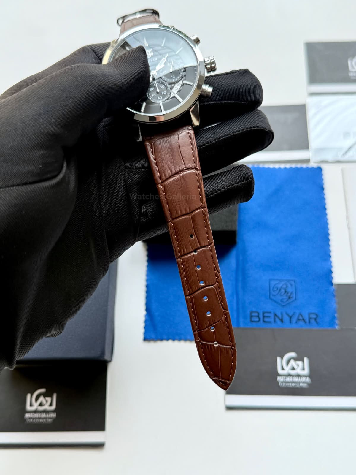 Benyar BY5104LE Classic Calendar Limited Edition Brown Black Chronograph Men’s Watch | Leather Strap | Quartz Movement | 30M Water Resistant