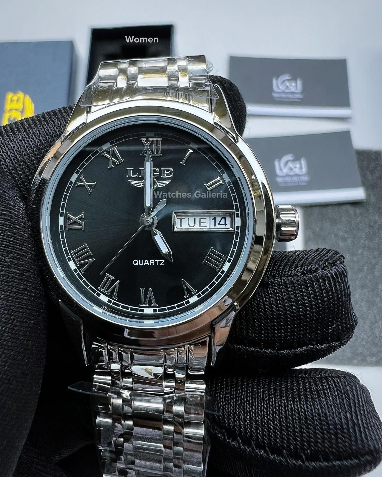 Lige Date Day Couple Watch (Black) Lige9846 Lige10007L