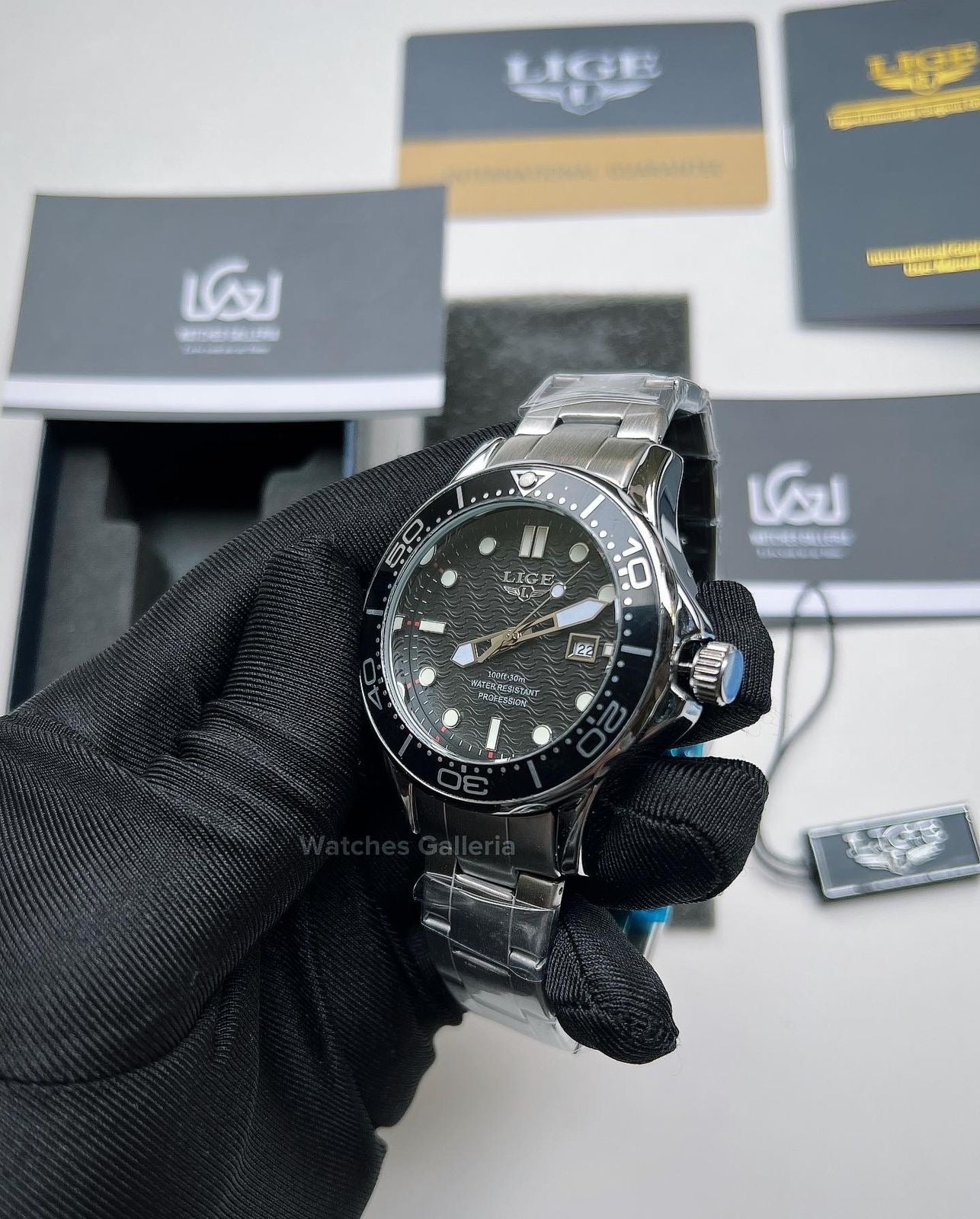 Lige Sea Master Diver Quartz (Black) LG8936
