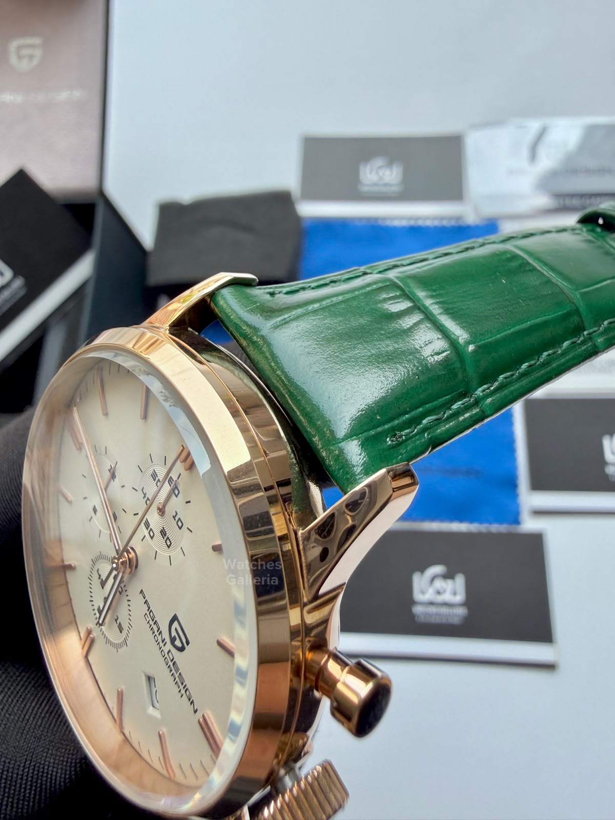 Pagani Design PD2720K | Green Rose Gold White | Flight Chronograph Limited Edition Blue Rose Gold White Quartz Watch