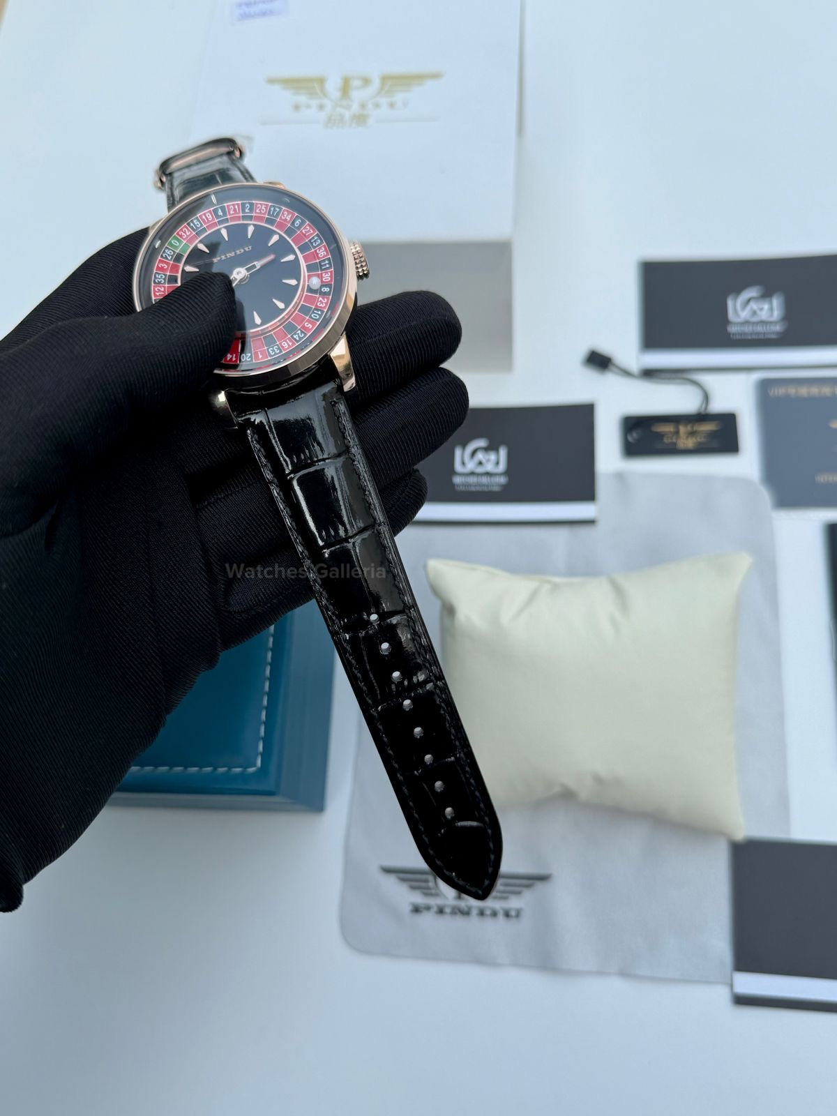Pindu Design Casino Tourbillon Roulette Button Automatic (Black) P6628 Watches Galleria