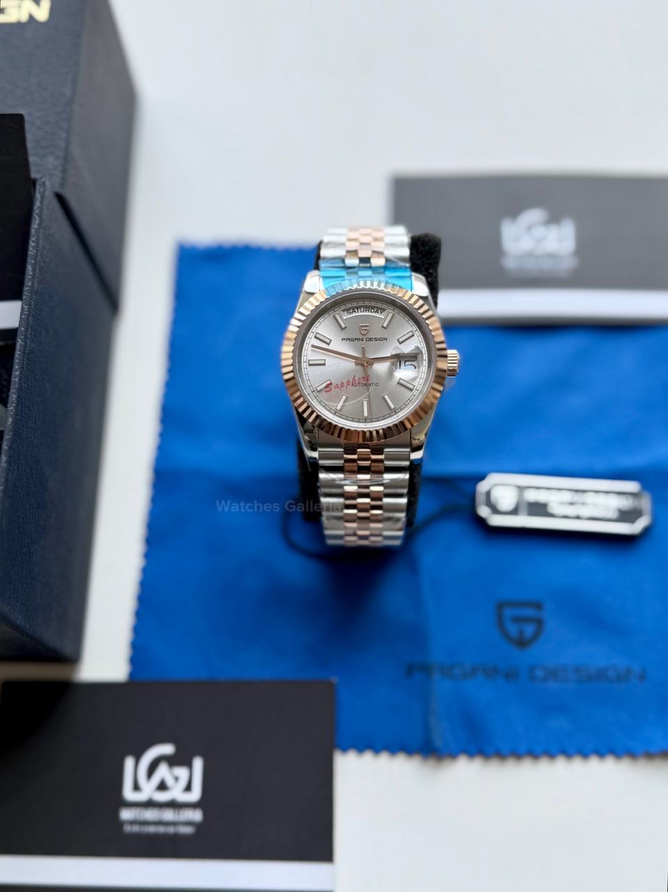 Pagani Design PD1752 Date Day Automatic (Two Tone Silver) New Release Pagani Design in Pakistan