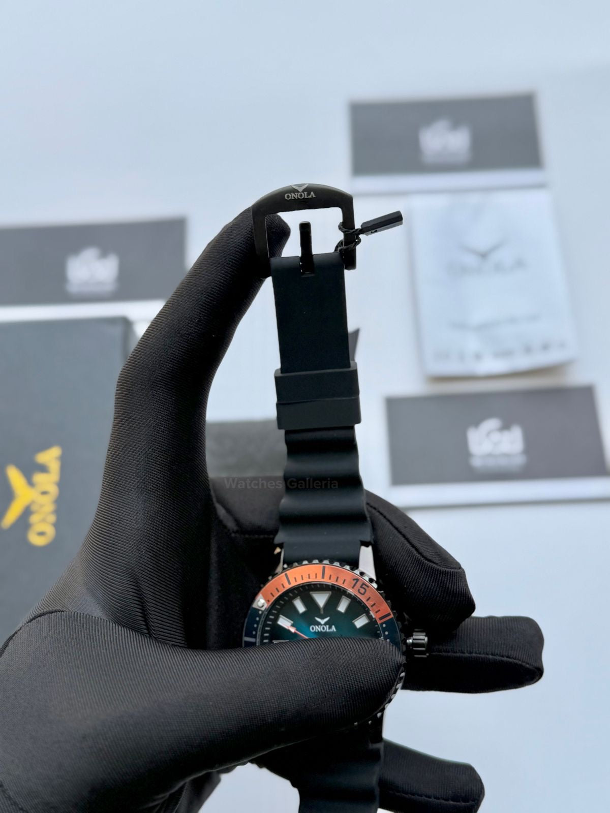 Onola 3850 Sports Diving Style Quartz (Black/Orange) Onola Pakistan