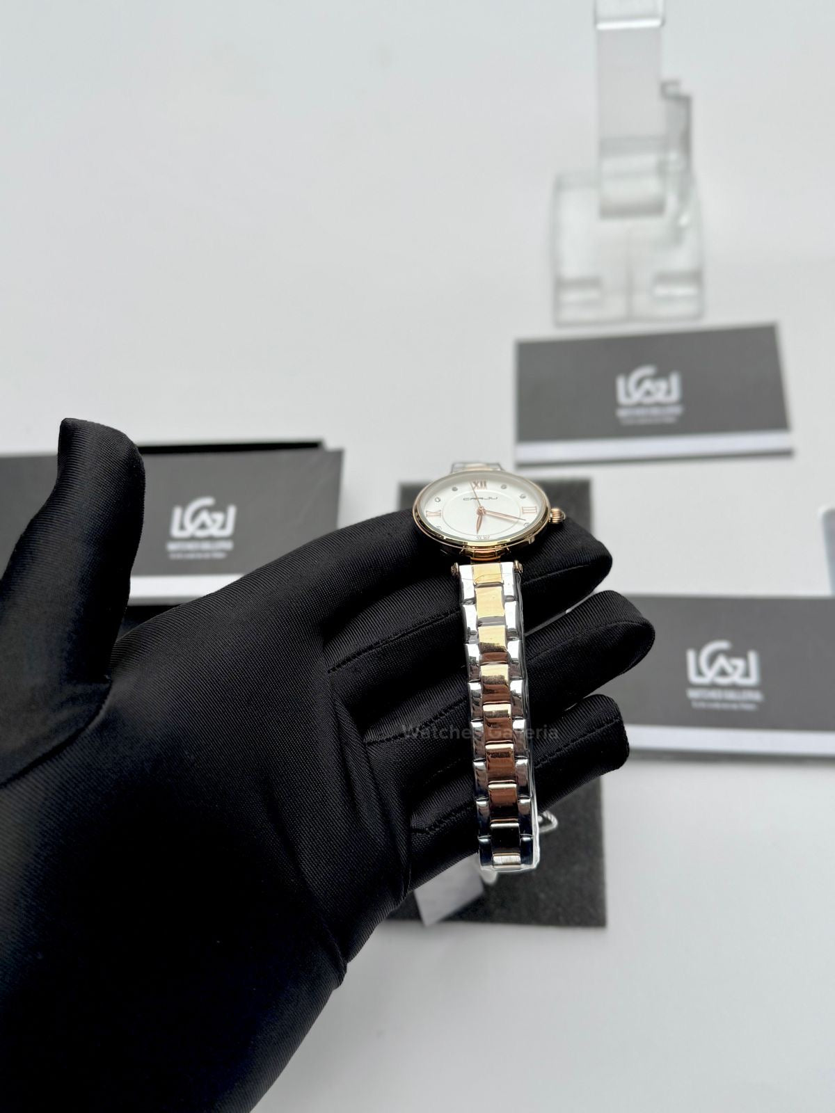 Crrju 2178 Ladies Watch Quartz (White/Rose Gold) CRRJU Watch Pakistan