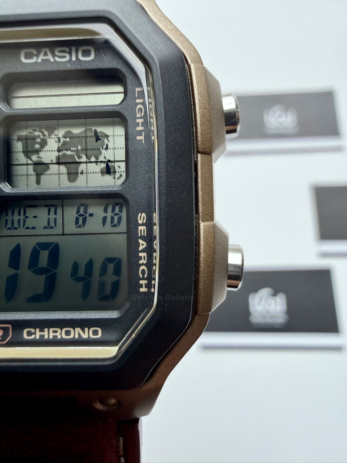 Casio AE-1200WHL-5AVDF World Time Digital Watch Brown Leather Strap 100M Water Resistant – 10 Year Battery