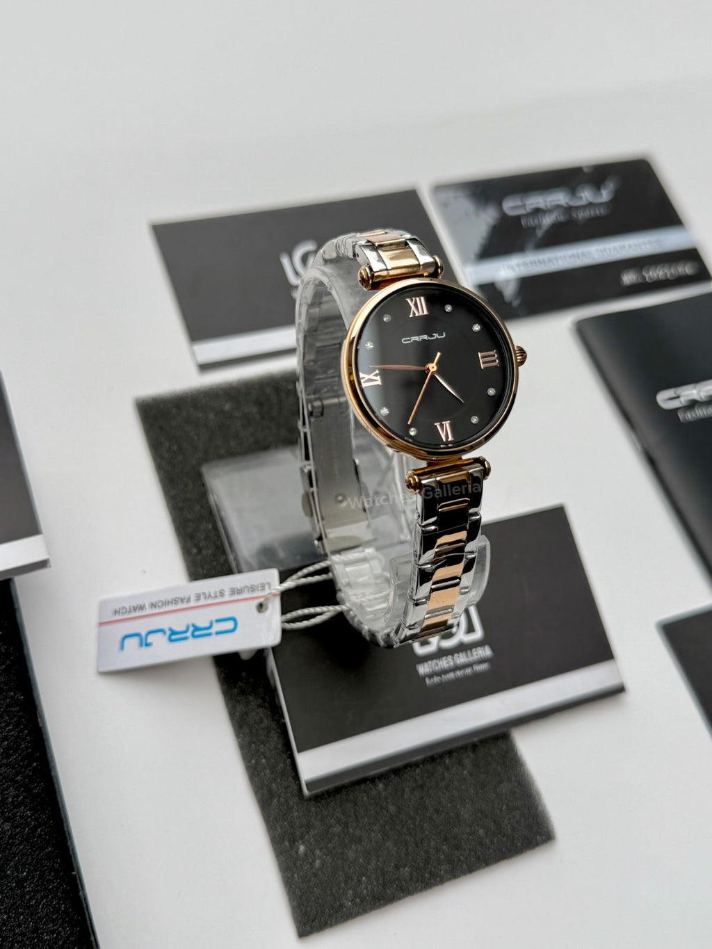 Crrju 2178 Ladies Watch Quartz (Rose Gold/Black) CRRJU Watch Pakistan