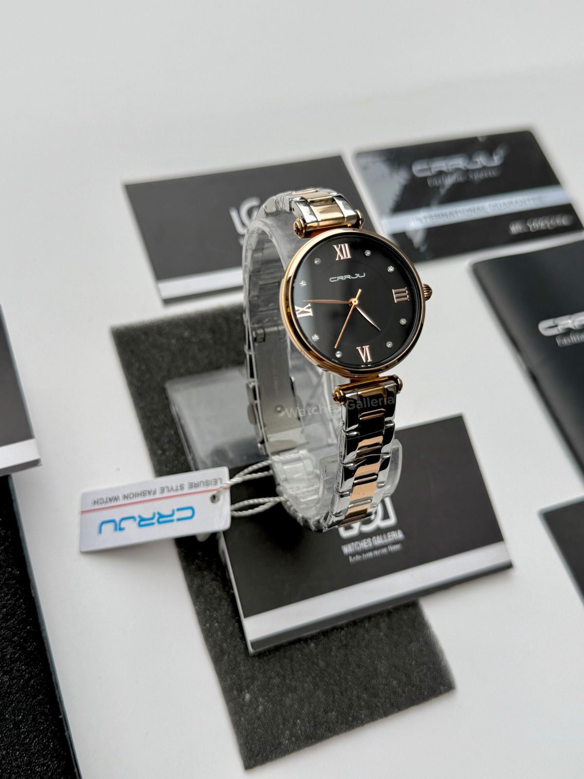 Crrju 2178 Ladies Watch Quartz (Rose Gold/Black) CRRJU Watch Pakistan