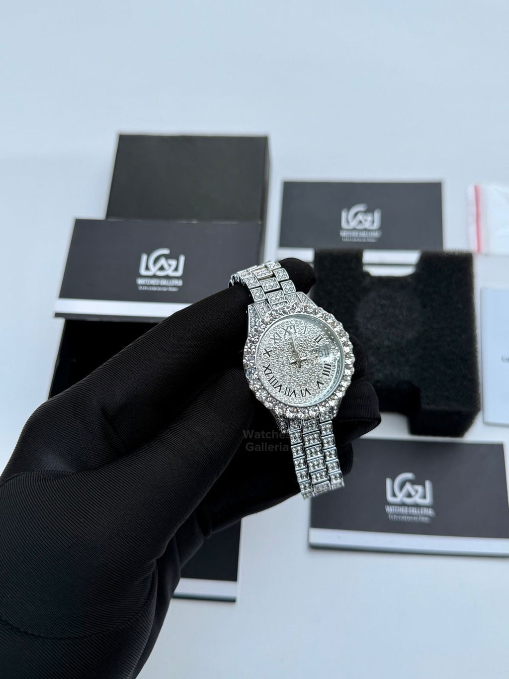 Miss fox 3035 Iced Out Royal Oak Ladies Watch Quartz (Silver)