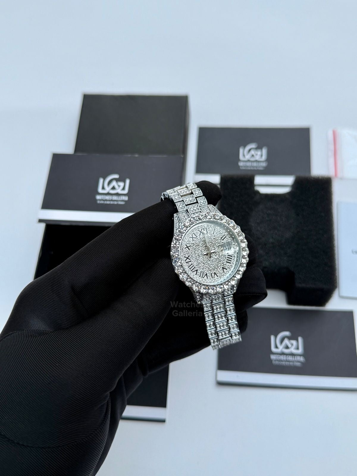 Miss fox 3035 Iced Out Royal Oak Ladies Watch Quartz (Silver)