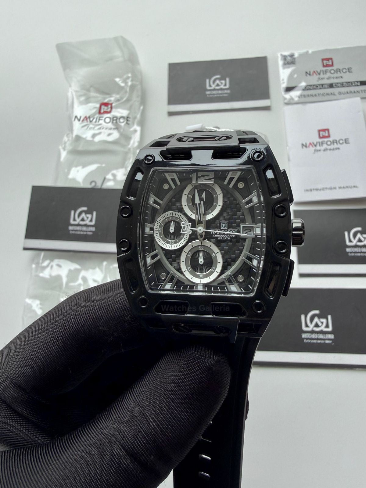 Naviforce NF7105 Tonneau Watch (Black) Naviforce Watch in Pakistan