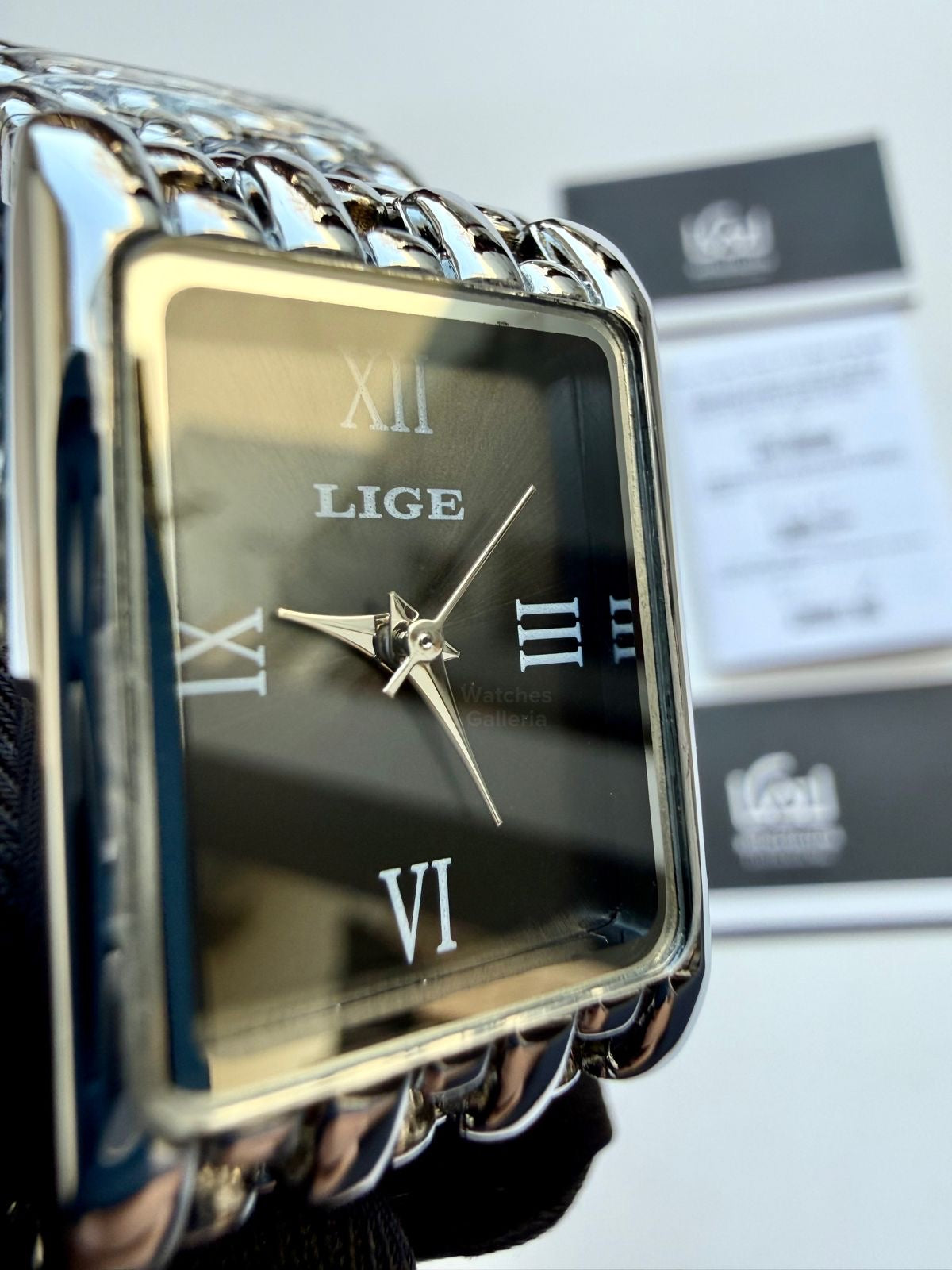 Lige 89156 Tank Women Watch Quartz (Silver/Black) Lige Women Watch