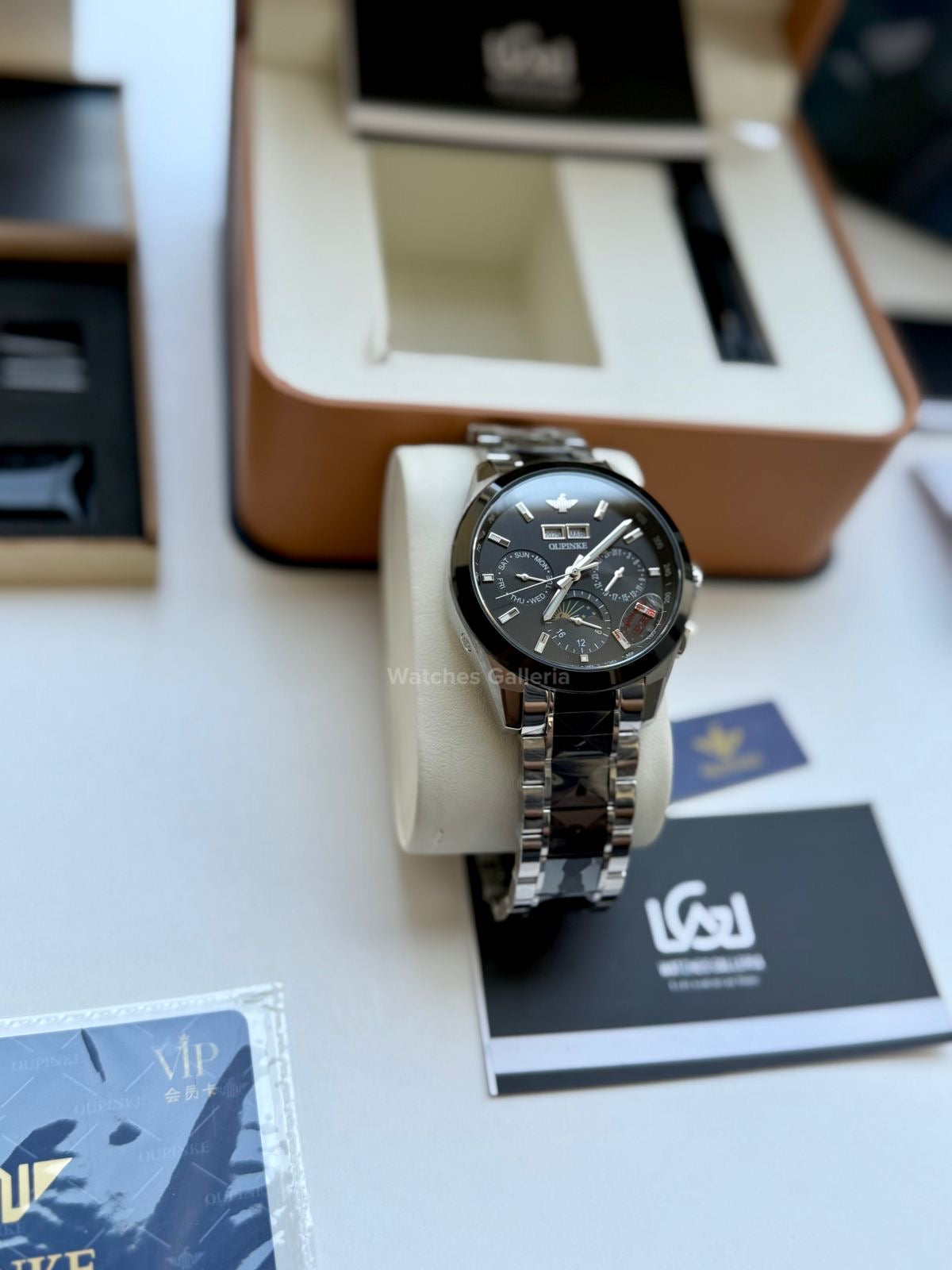 Oupinke Moonphase Two Tone Automatic (Silver/Black) Oupinke3238 Watches Galleria
