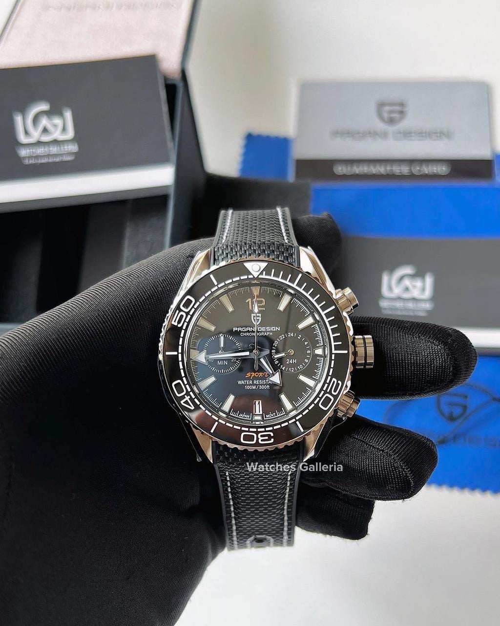 Pagani Design SeaMaster Planet Ocean Chronograph Quartz (Black) PD1711
