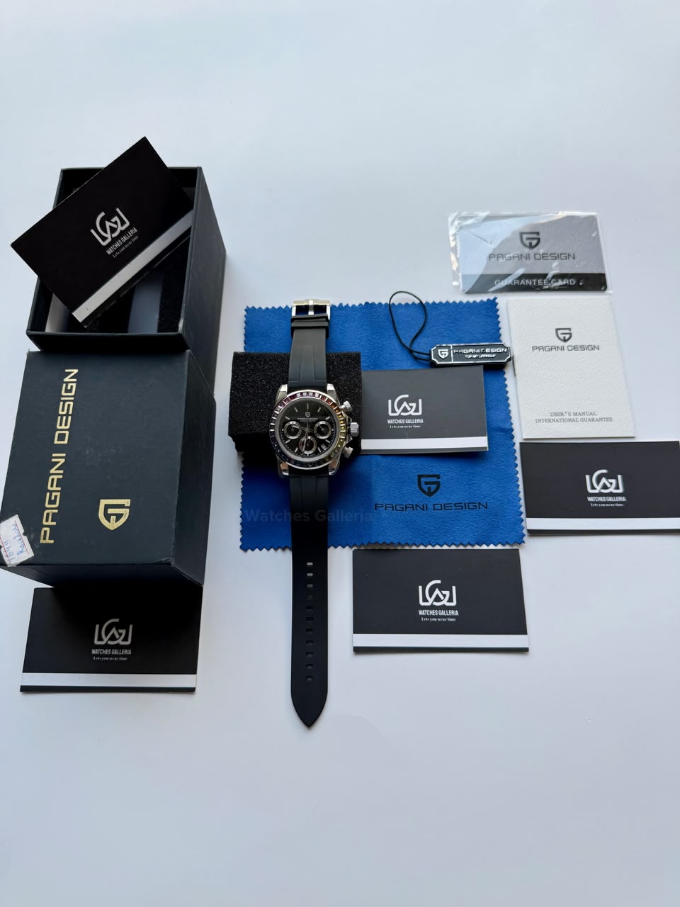 Pagani Design PD1644 Daytona Rainbow Jubilee Limited Edition Chronograph Watch PD1644LE | 40mm Sapphire Crystal, Seiko VK63 Quartz, Complete Calendar & Rainbow Stones Bezel