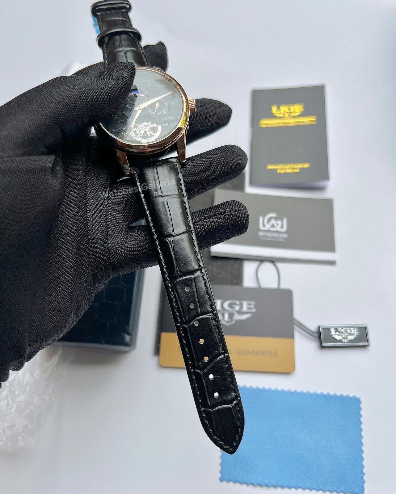 Lige Moonphase Automatic (Black Rose Gold) LIGE6828