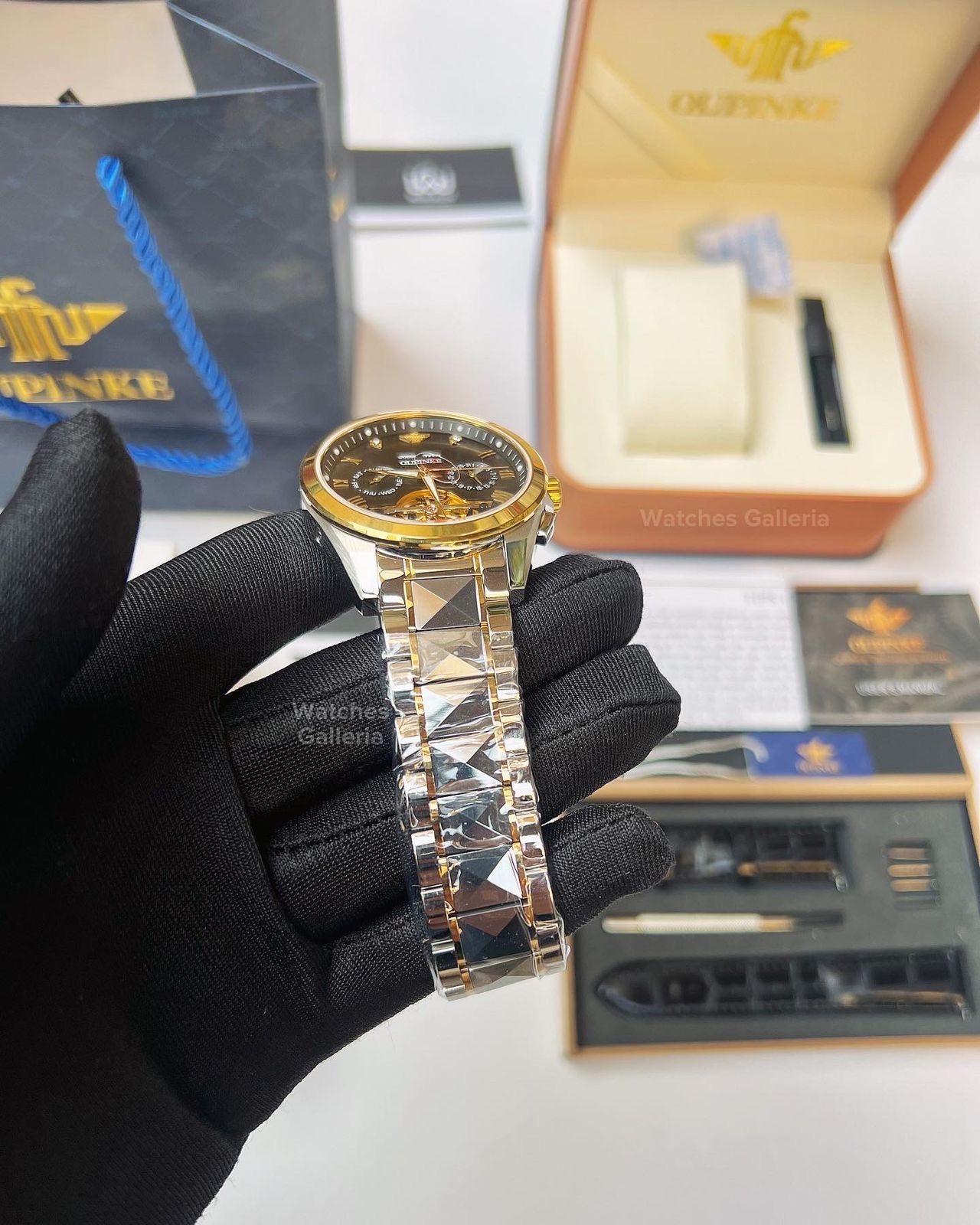 Oupinke Tourbillon Mechanical Watch Automatic (Gold Black) 3186